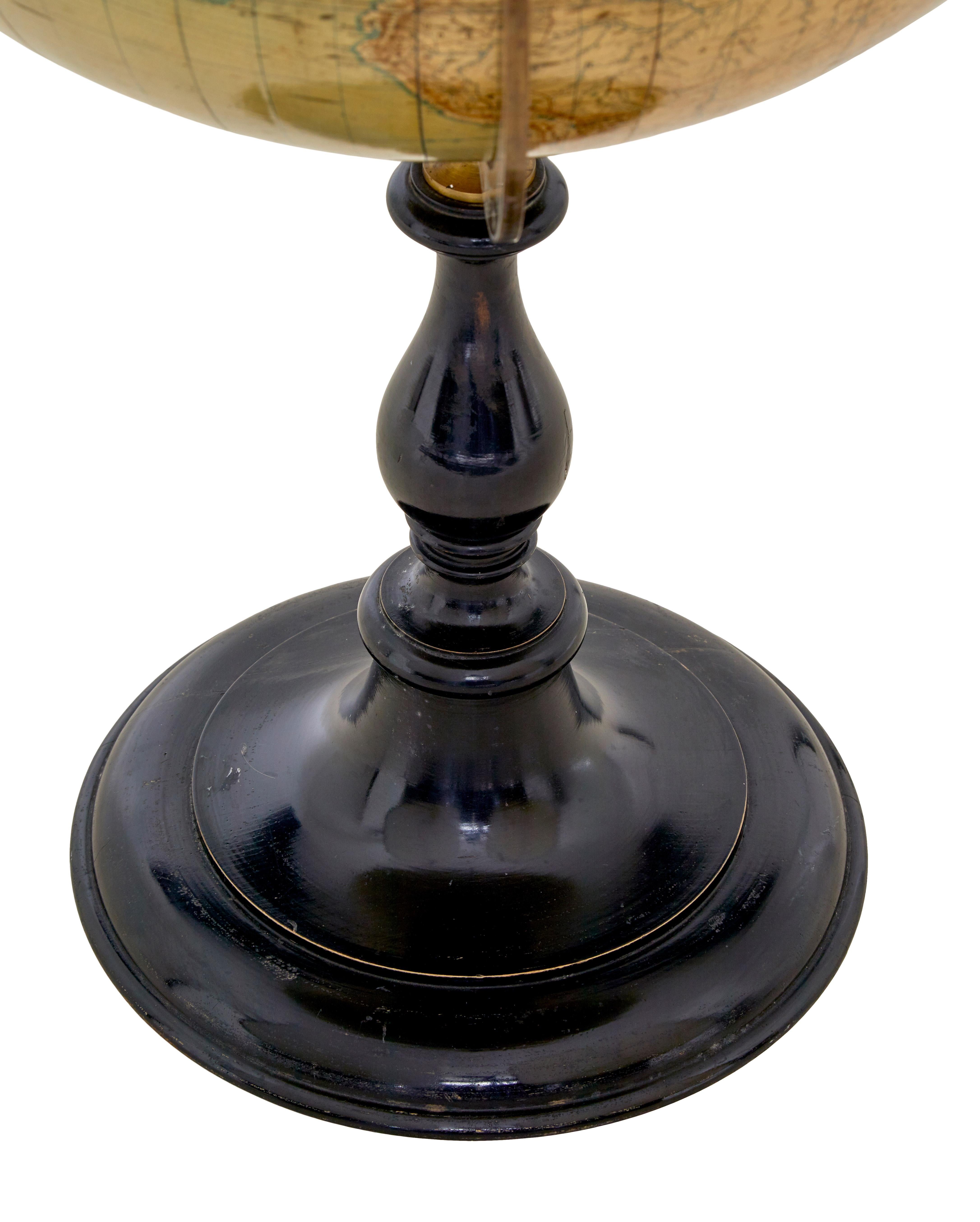 Large early 20th century globe on stand by Jordglob In Good Condition In Debenham, Suffolk