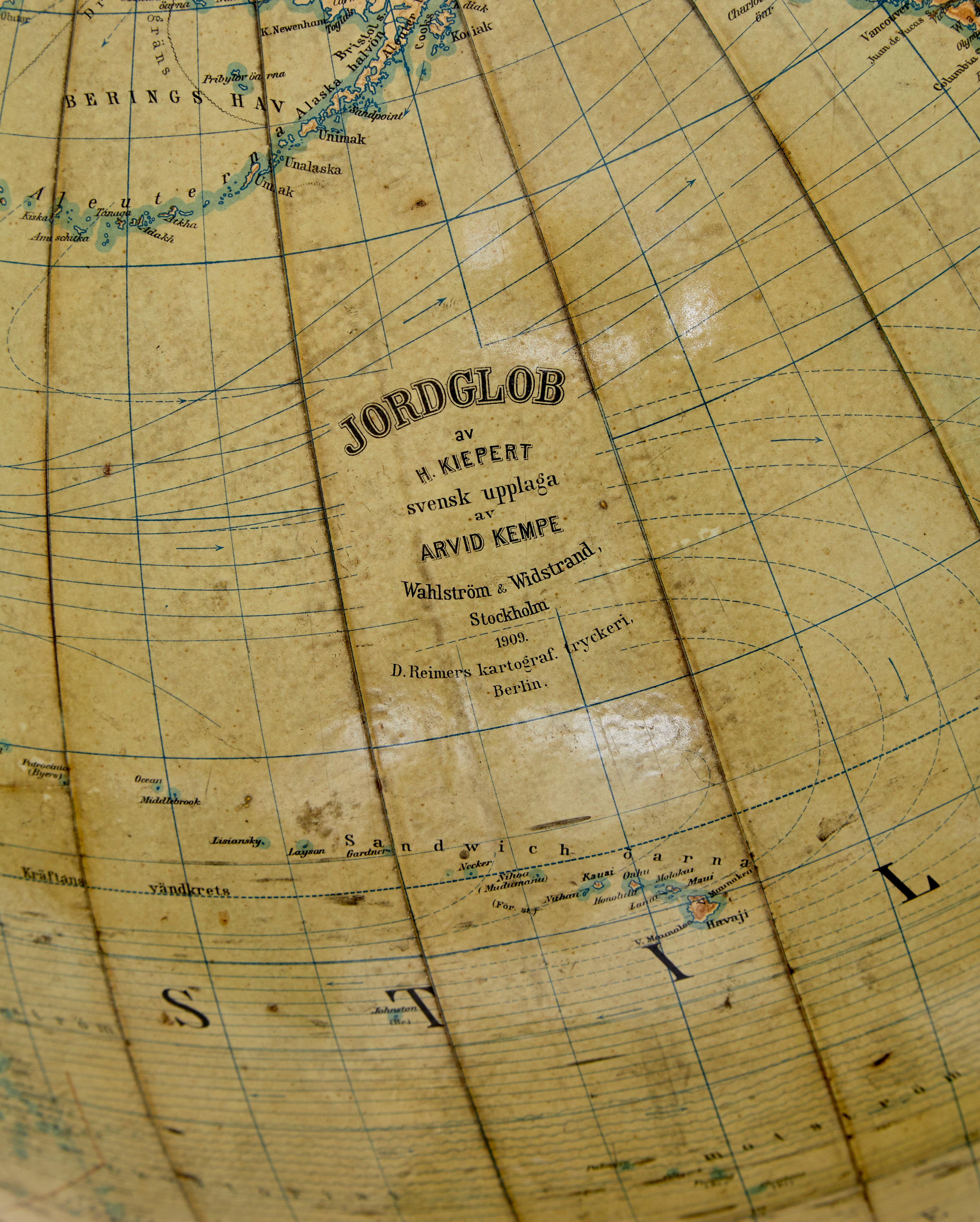 20th Century Large early 20th century globe on stand by Jordglob