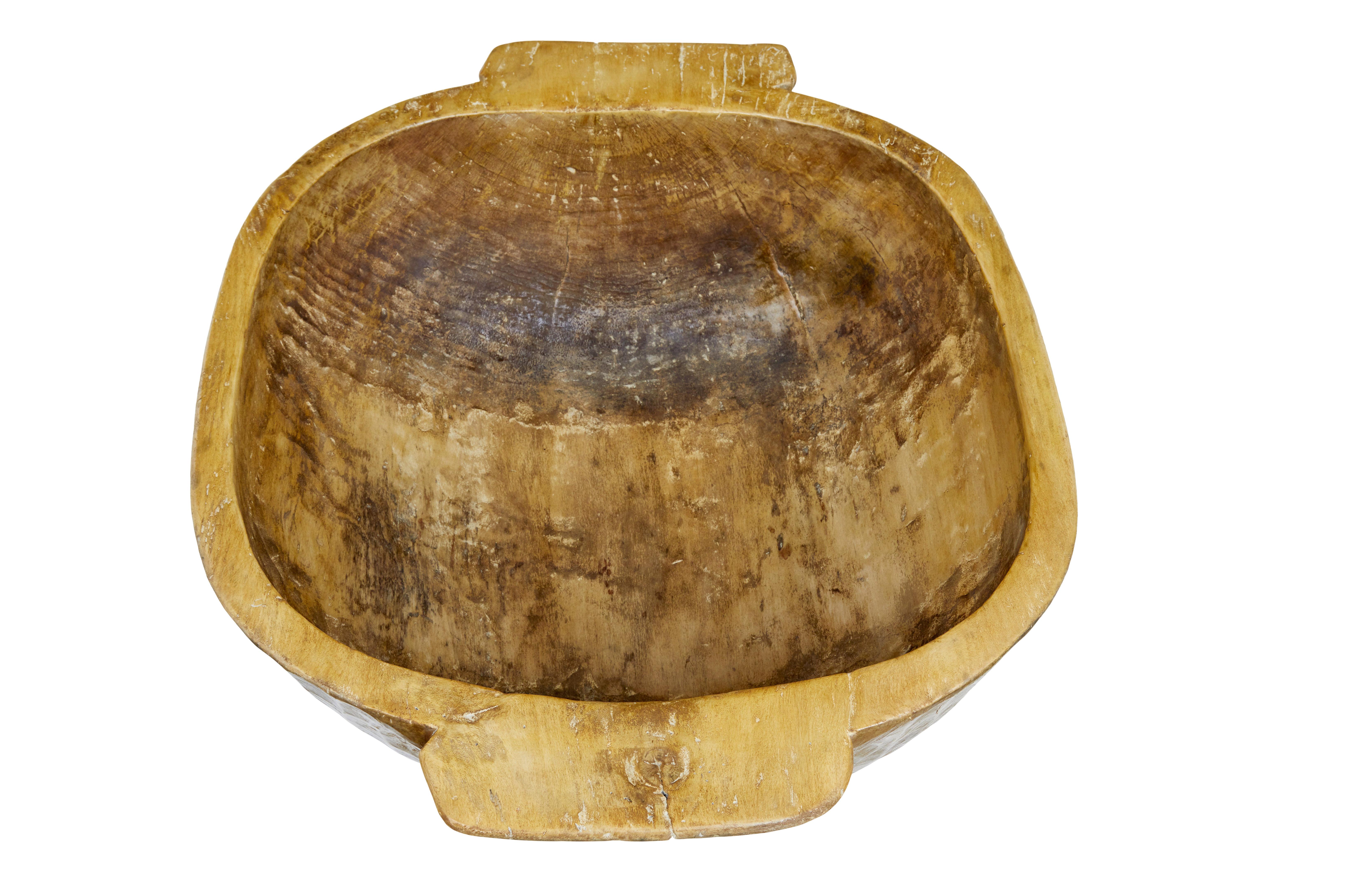 Rustic Large early 20th century hand carved bowl For Sale