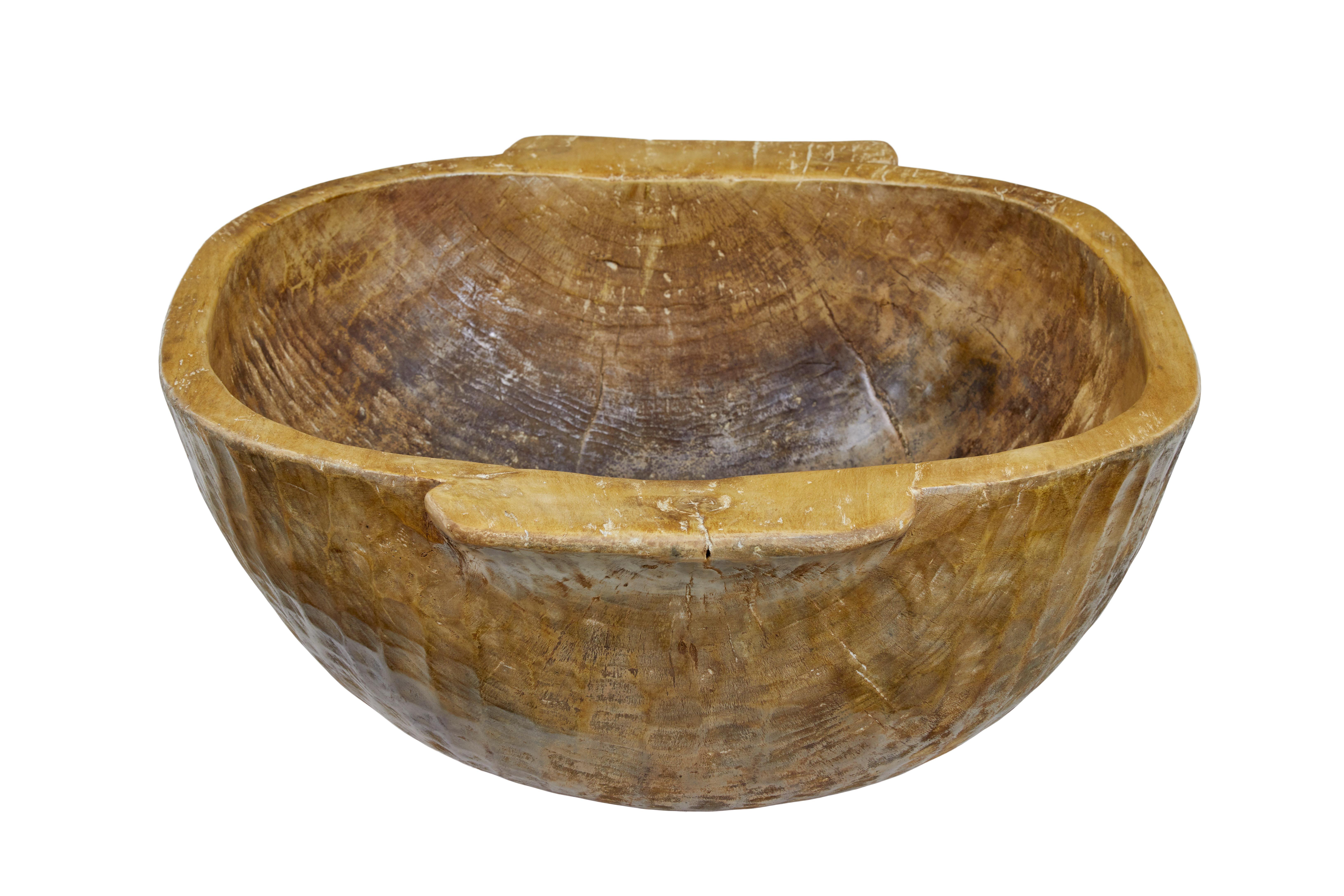 Hand-Carved Large Early 20th Century Hand Carved Bowl For Sale