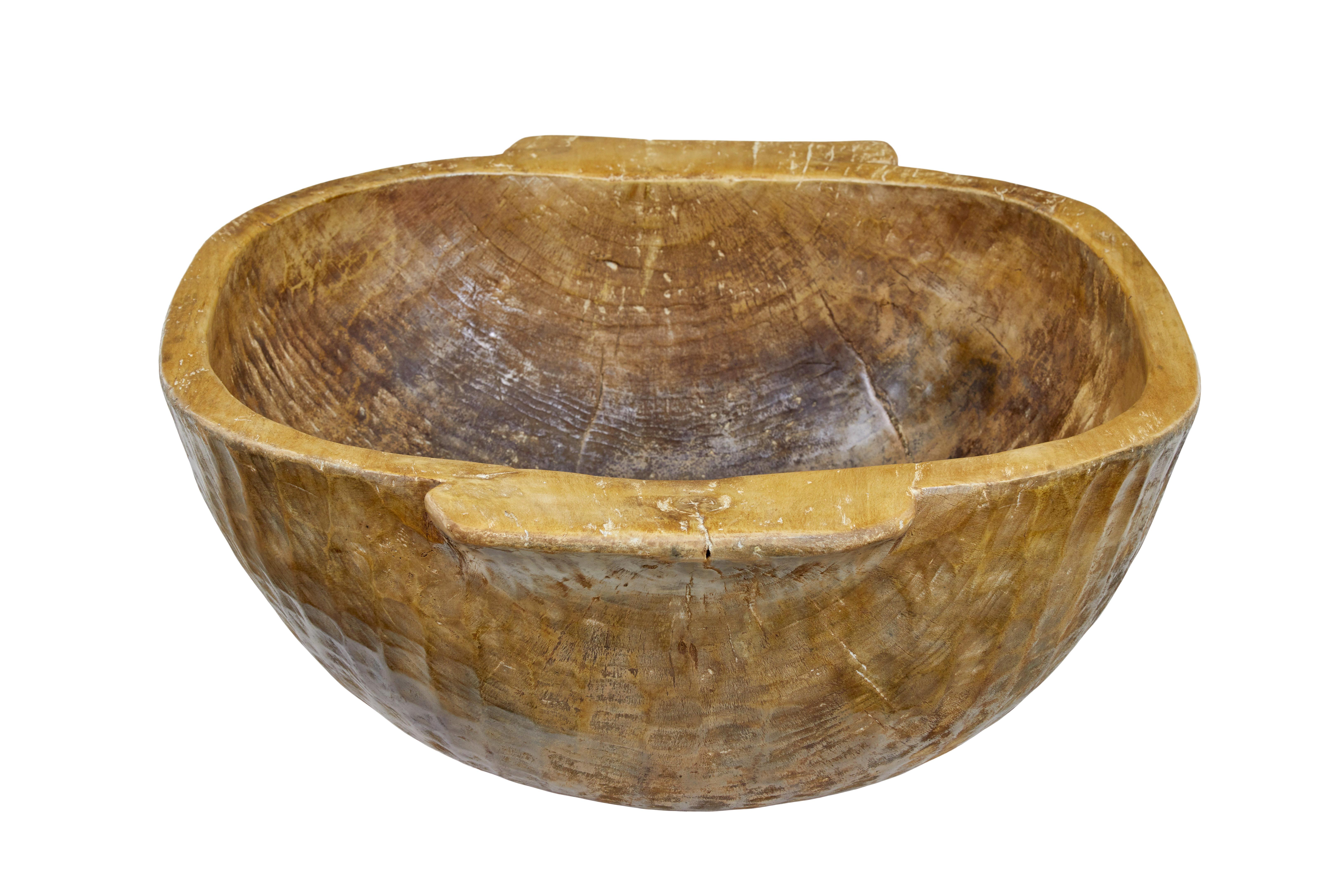 Carved Large early 20th century hand carved bowl For Sale