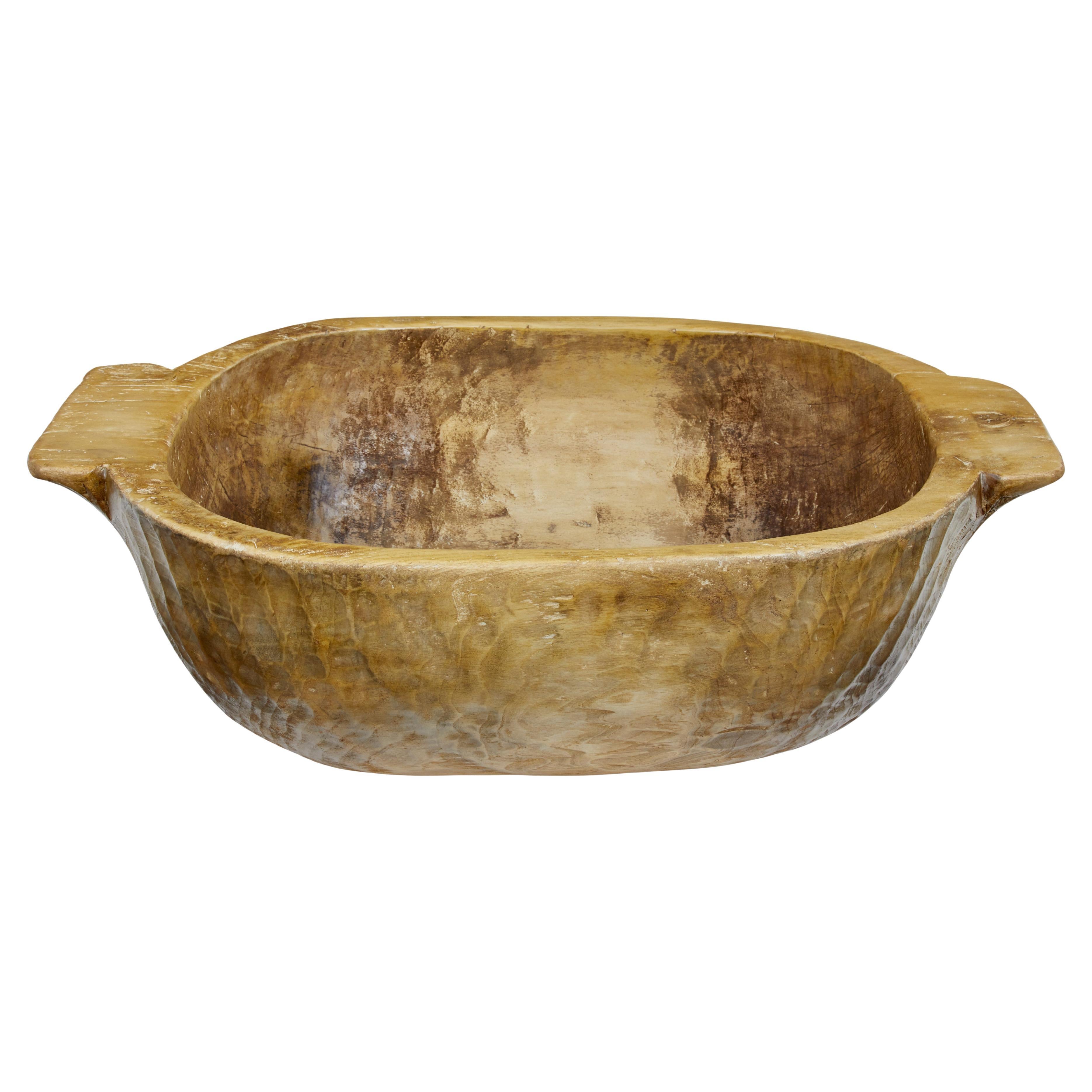 Large Early 20th Century Hand Carved Bowl For Sale