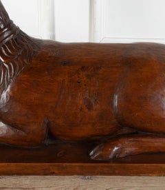 Large Early 20th Century Hand Carved Swiss Black Forest Deer