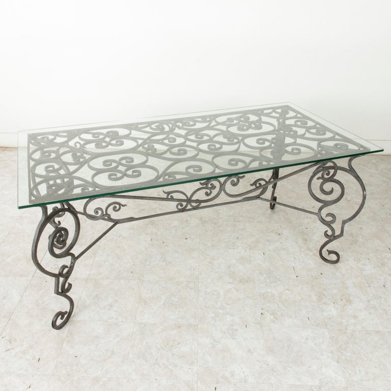 Large Early 20th Century Hand Forged Iron Outdoor Garden Dining Table ...