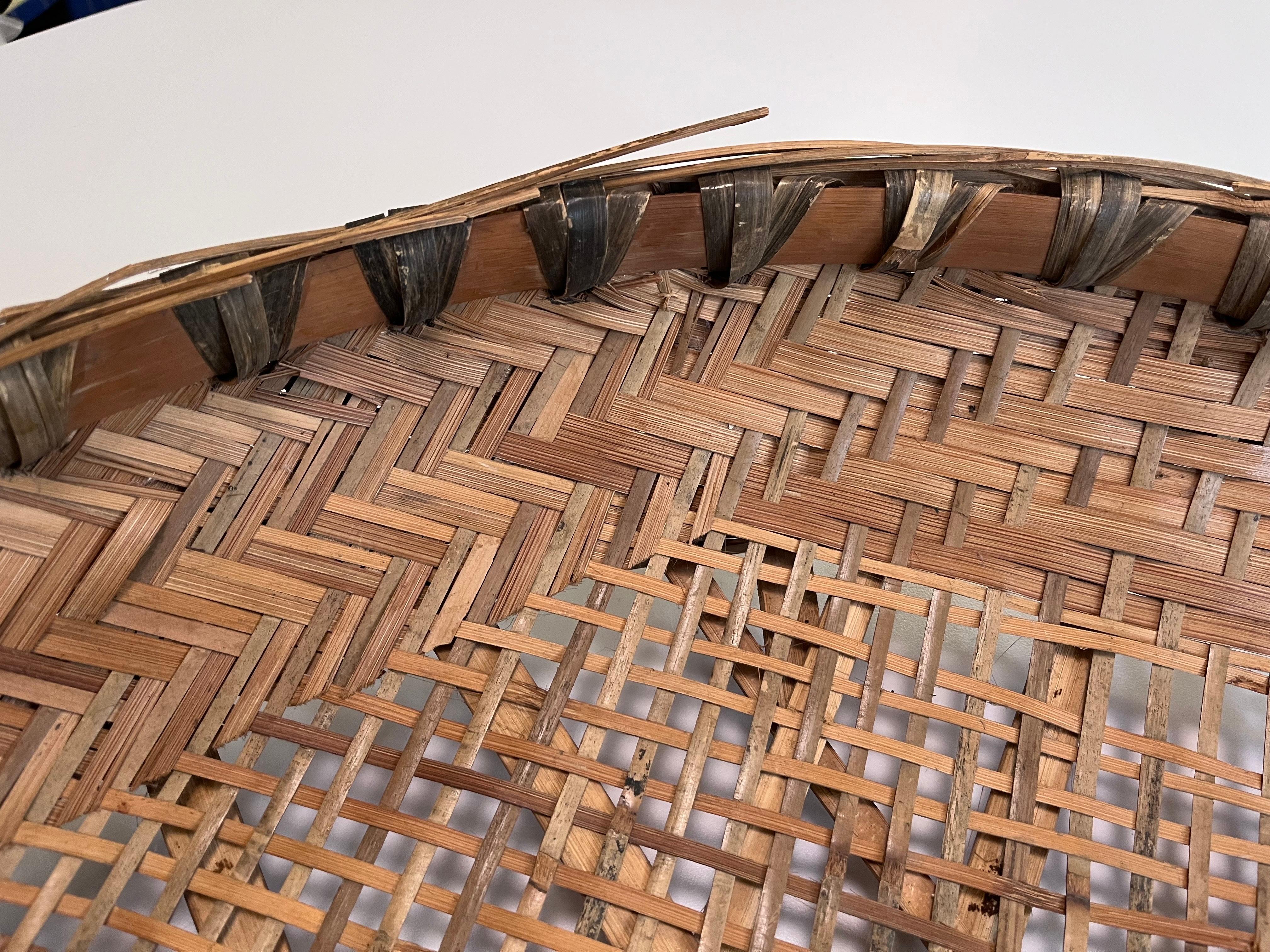 Large Early 20th Century Hand Woven Minnowing Basket Folk Art Wall Sculpture For Sale 7
