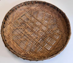 Large Early 20th Century Hand Woven Winnowing Basket Folk Art Wall Sculpture