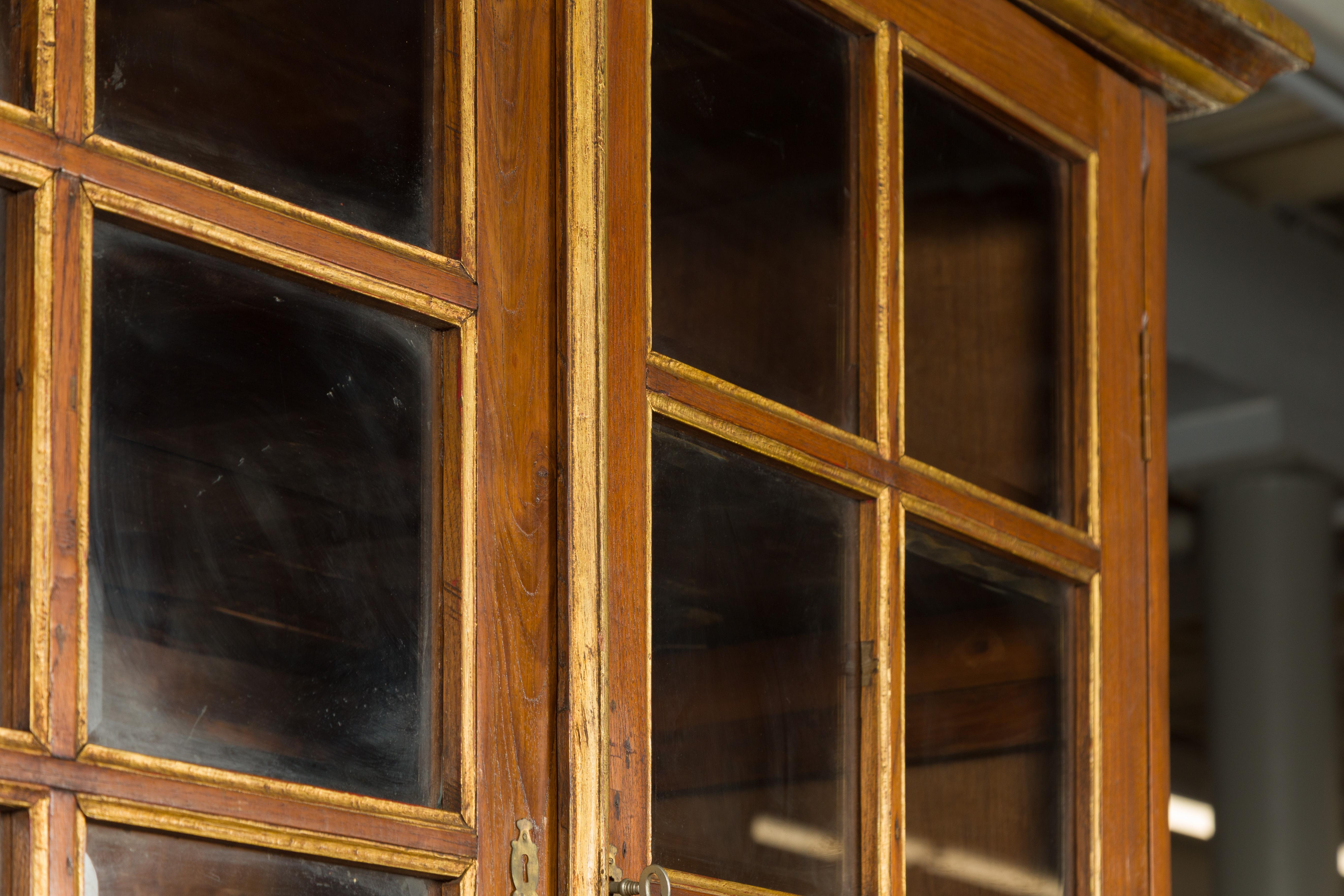 Large Early 20th Century Indonesian Cabinet with Beveled Glass Doors and Drawers For Sale 4