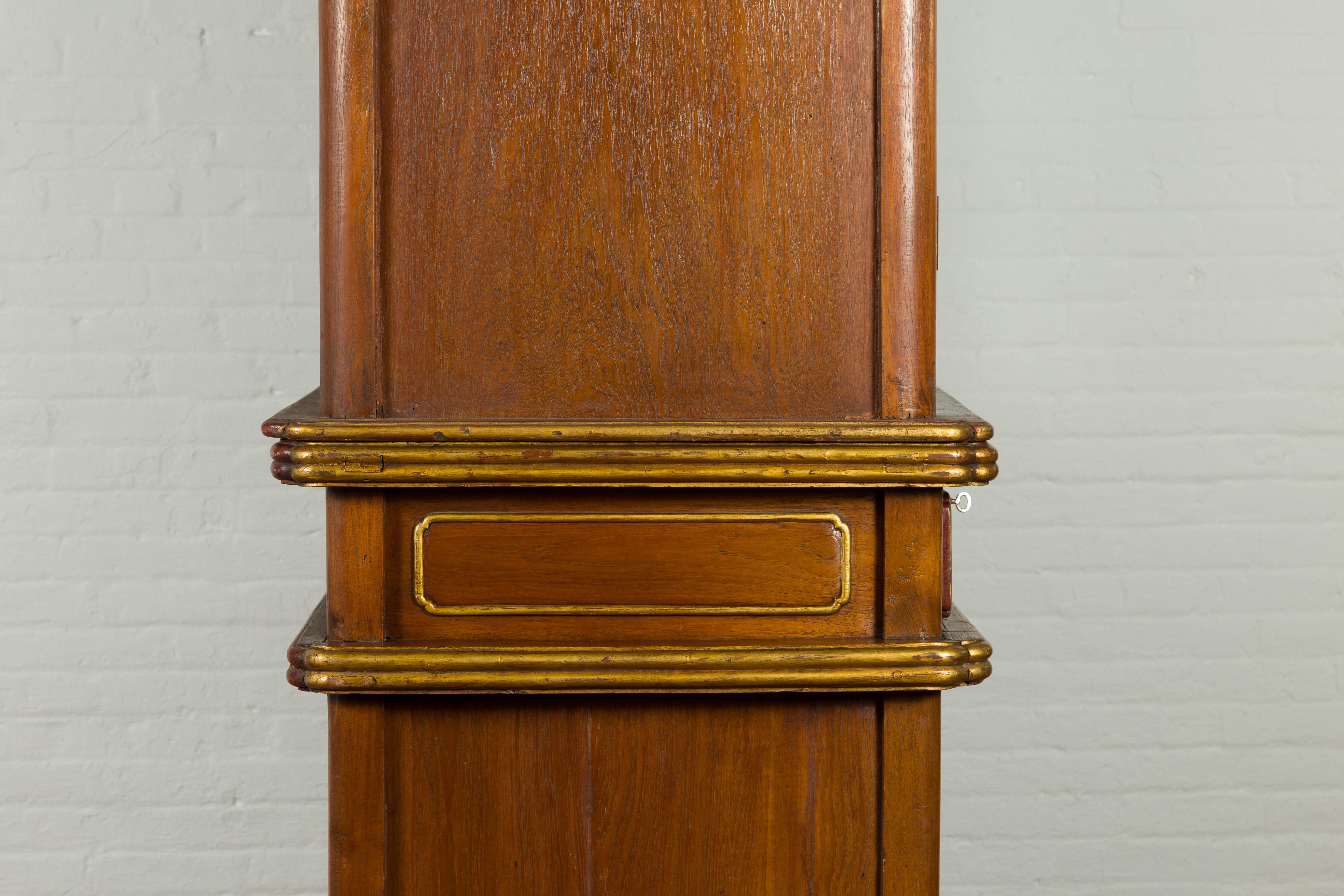 Large Early 20th Century Indonesian Cabinet with Beveled Glass Doors and Drawers For Sale 8