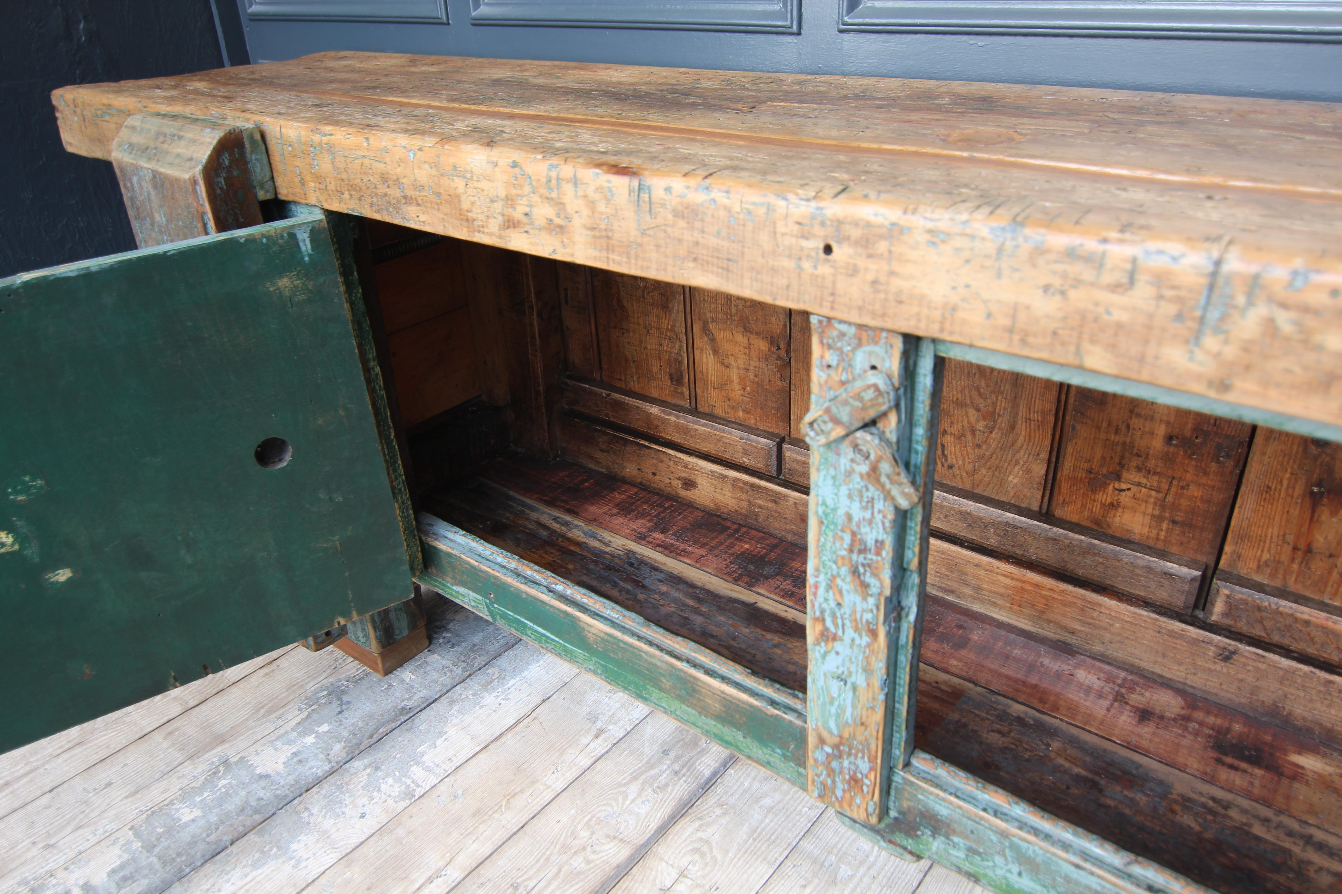 Large Early 20th Century Industrial Workbench 8