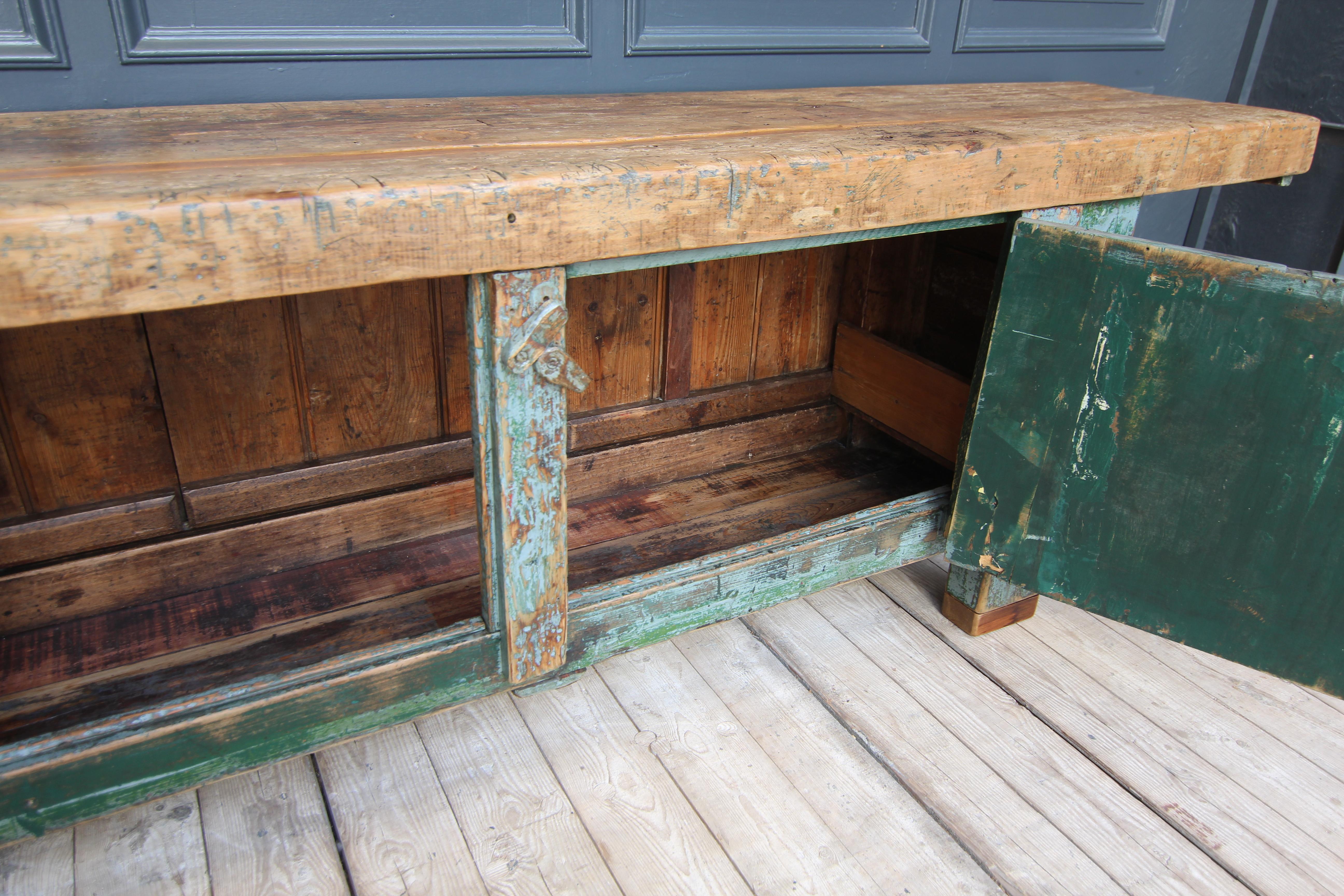 Large Early 20th Century Industrial Workbench 9