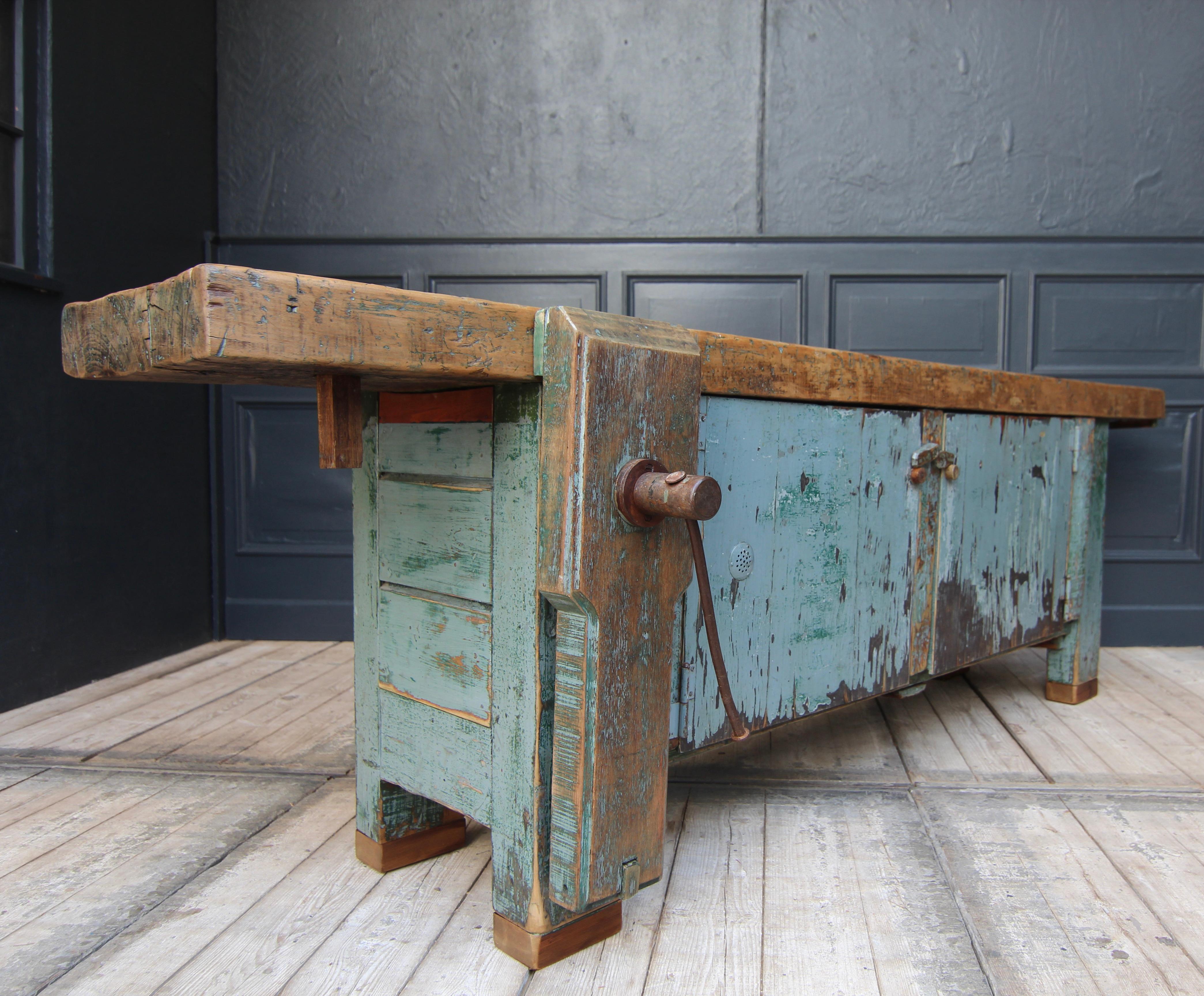Large Early 20th Century Industrial Workbench 10