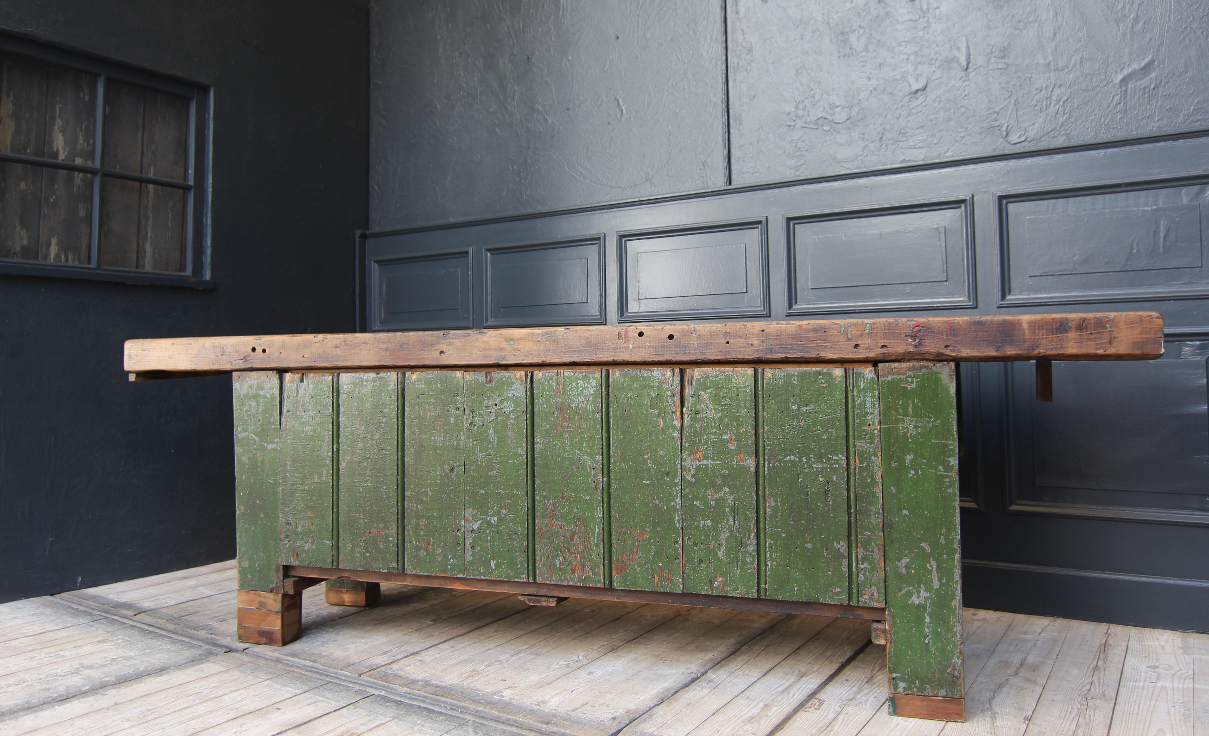 Large Early 20th Century Industrial Workbench 15