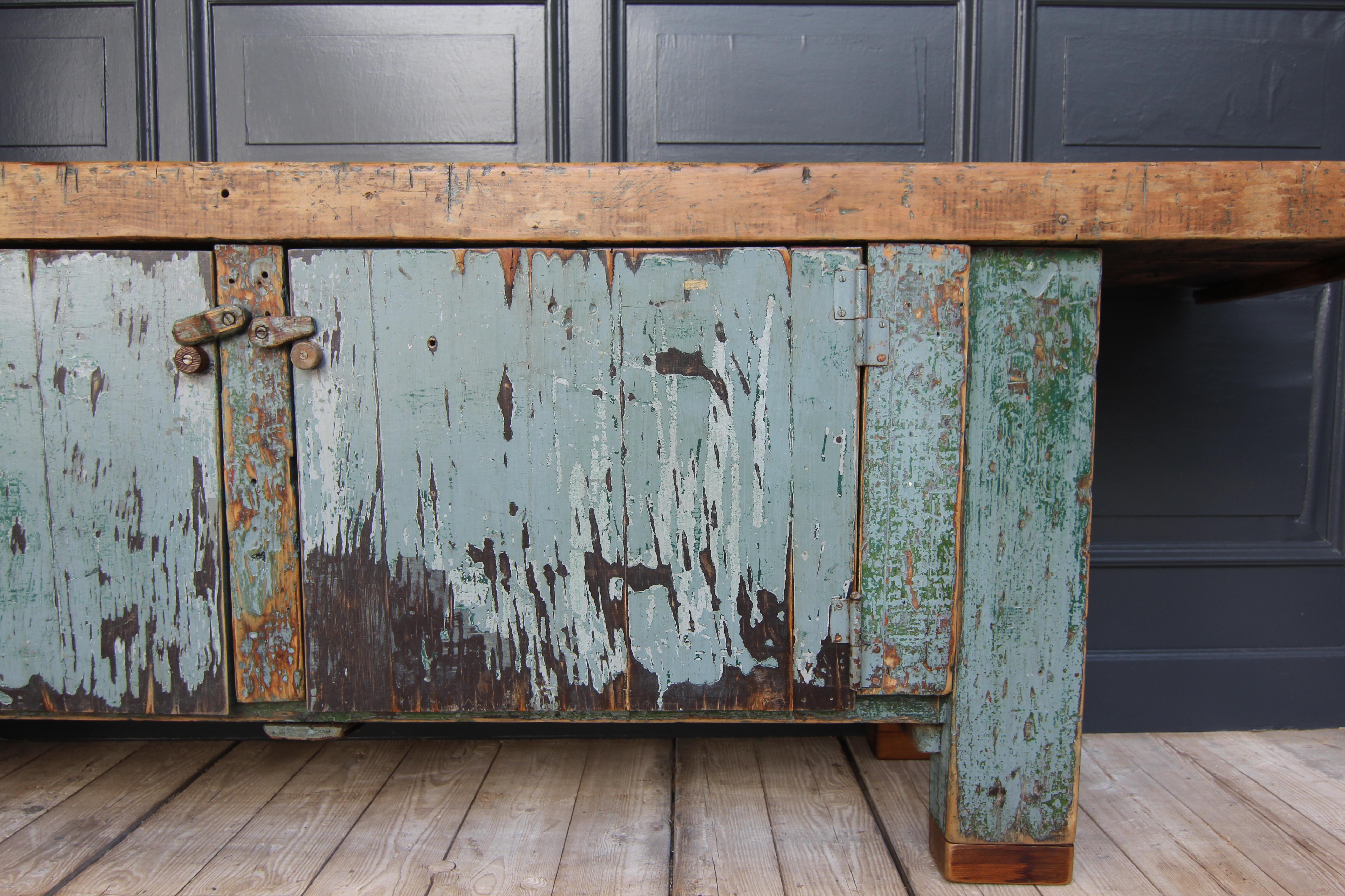 Large Early 20th Century Industrial Workbench 4