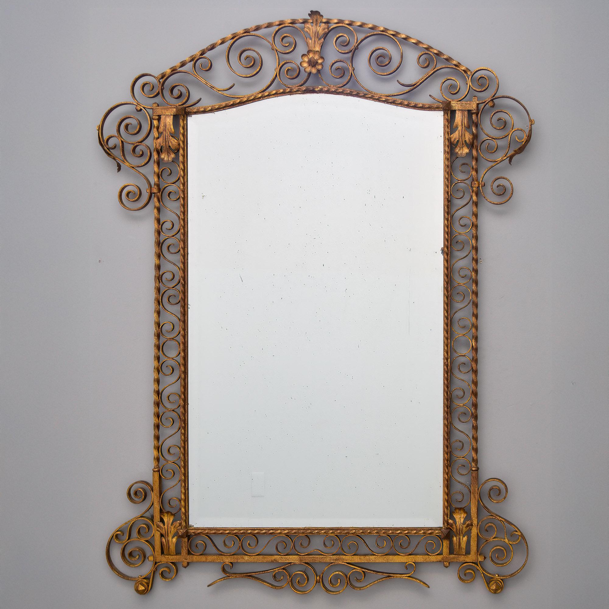 Doré Grand miroir italien du début du 20e siècle avec cadre en fer doré en vente