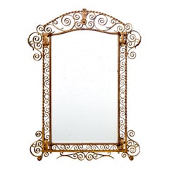 Large Early 20th Century Italian Mirror with Gilt Iron Frame