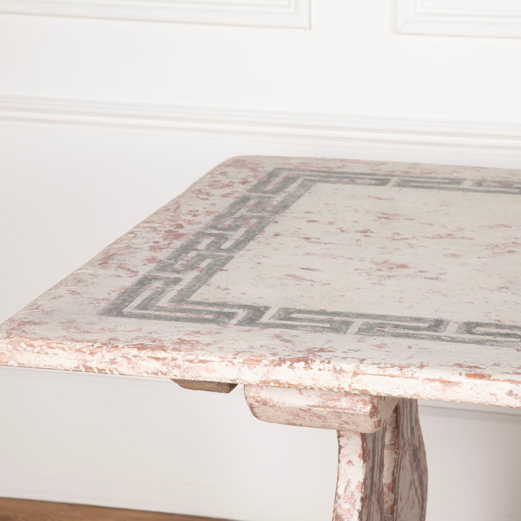 Country Large Early 20th Century Italian Painted Trestle Table For Sale