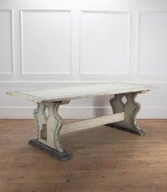 Large Early 20th Century Italian Tuscan Trestle Table