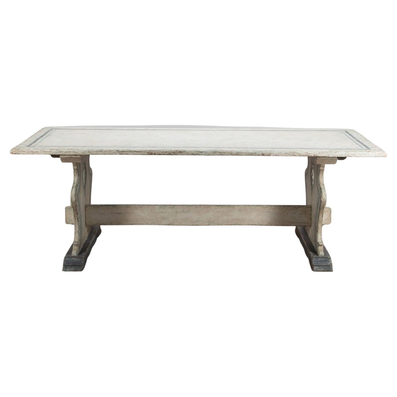 Large Early 20th Century Italian Tuscan Trestle Table For Sale