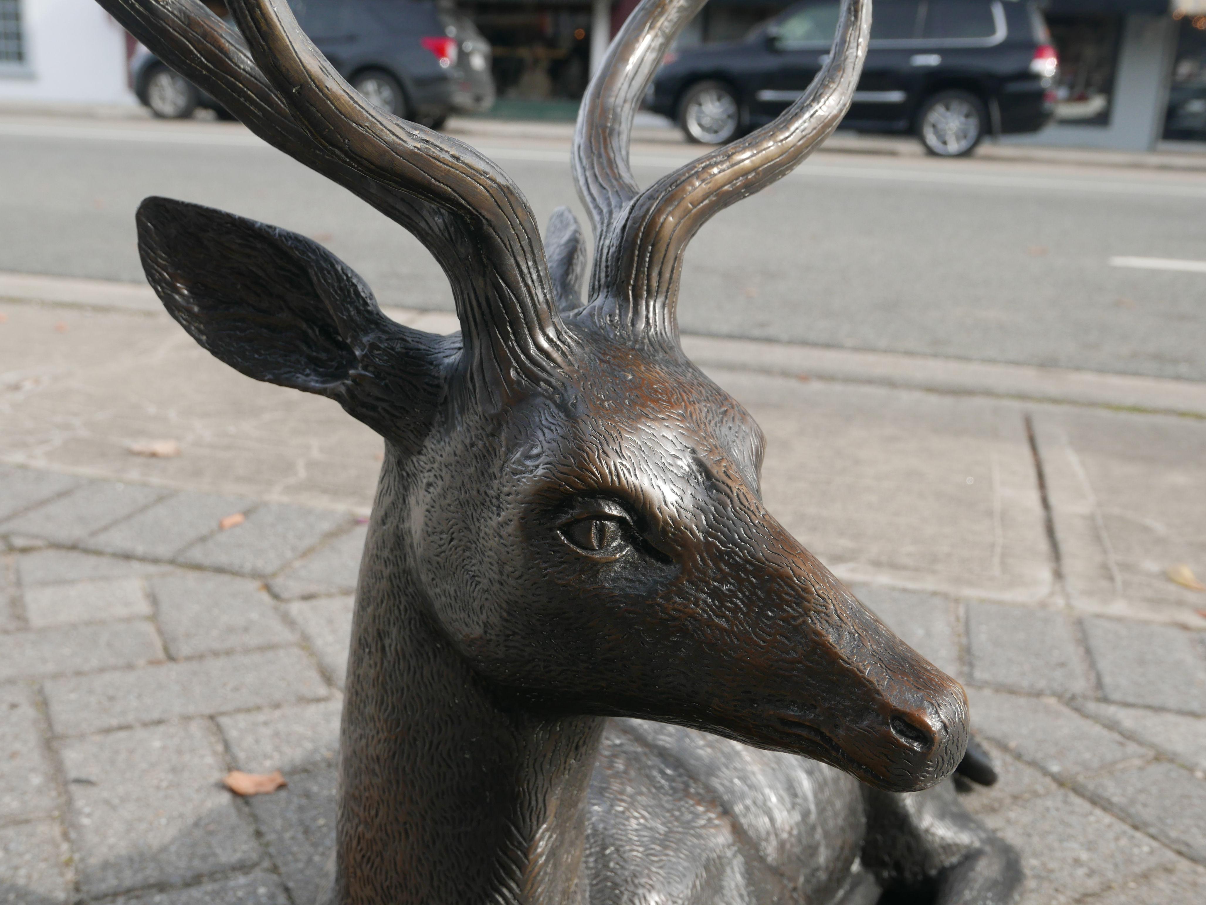 Large Early 20th Century Japanese Bronze Deer 3