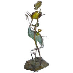 Large Early 20th Century Japanese Bronze Stork Sculpture, Unsigned, circa 1910