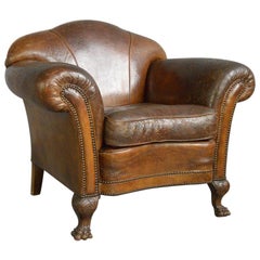 Large Early 20th Century Leather Club Chair