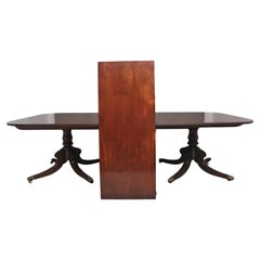 Large early 20th Century mahogany twin pedestal dining table