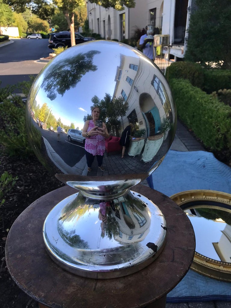 Large Early 20th Century Mercury Glass Gazing Ball For Sale at 1stDibs mercury ball, jumbo