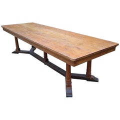 Large Early 20th Century Oak Refectory Dining Table