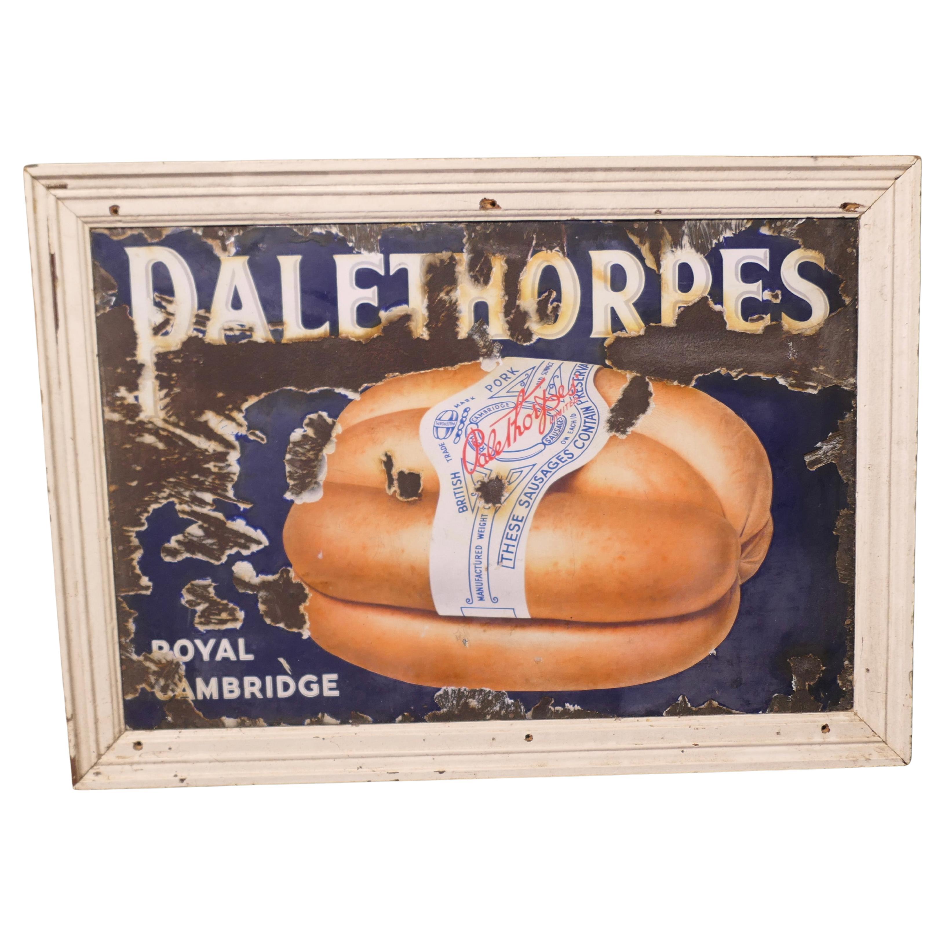 Grande enseigne de saucisse en émail picturale Palethorps du début du 20e siècle en vente