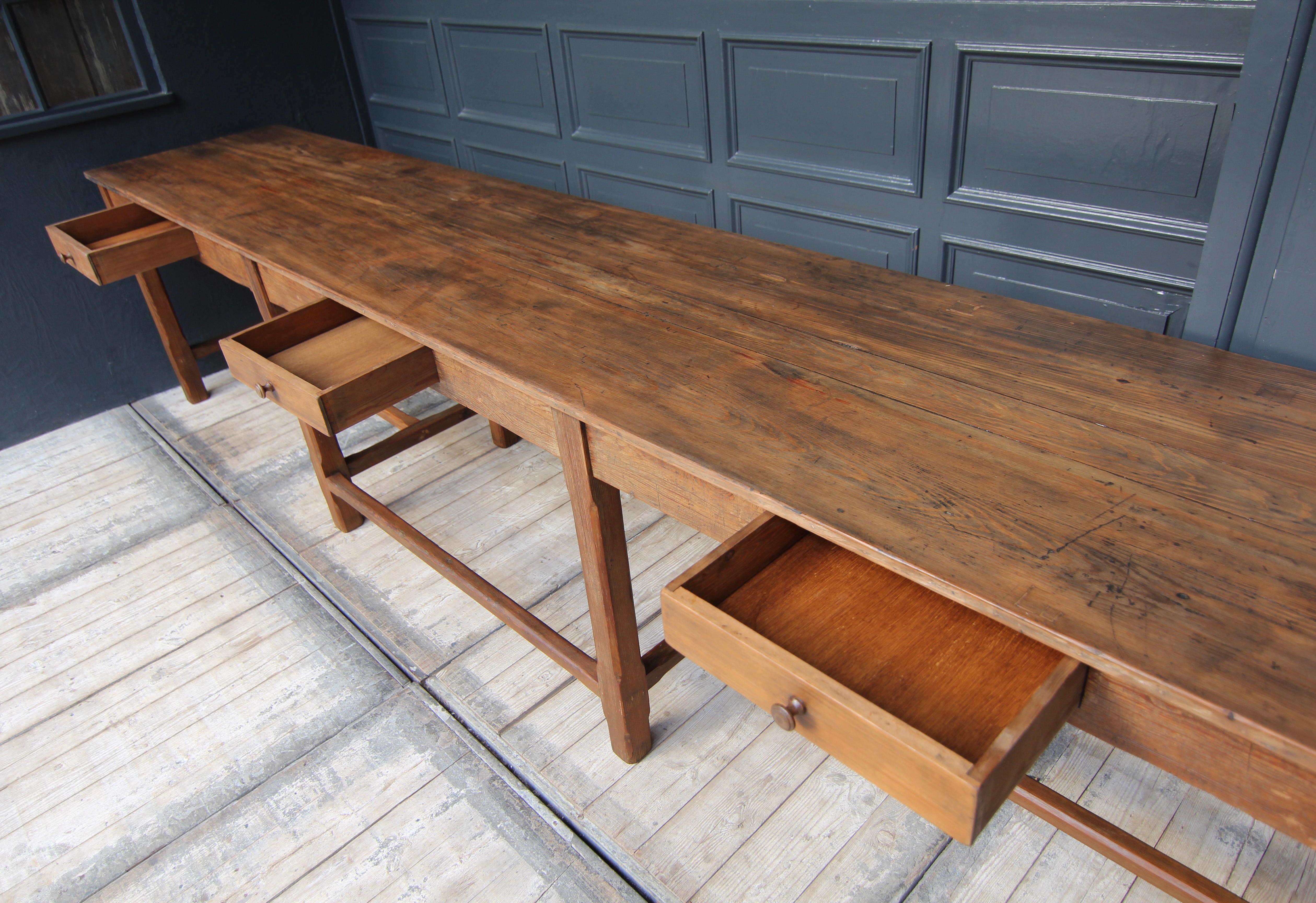 Large Early 20th Century Pine Work Table or Prep Table 13