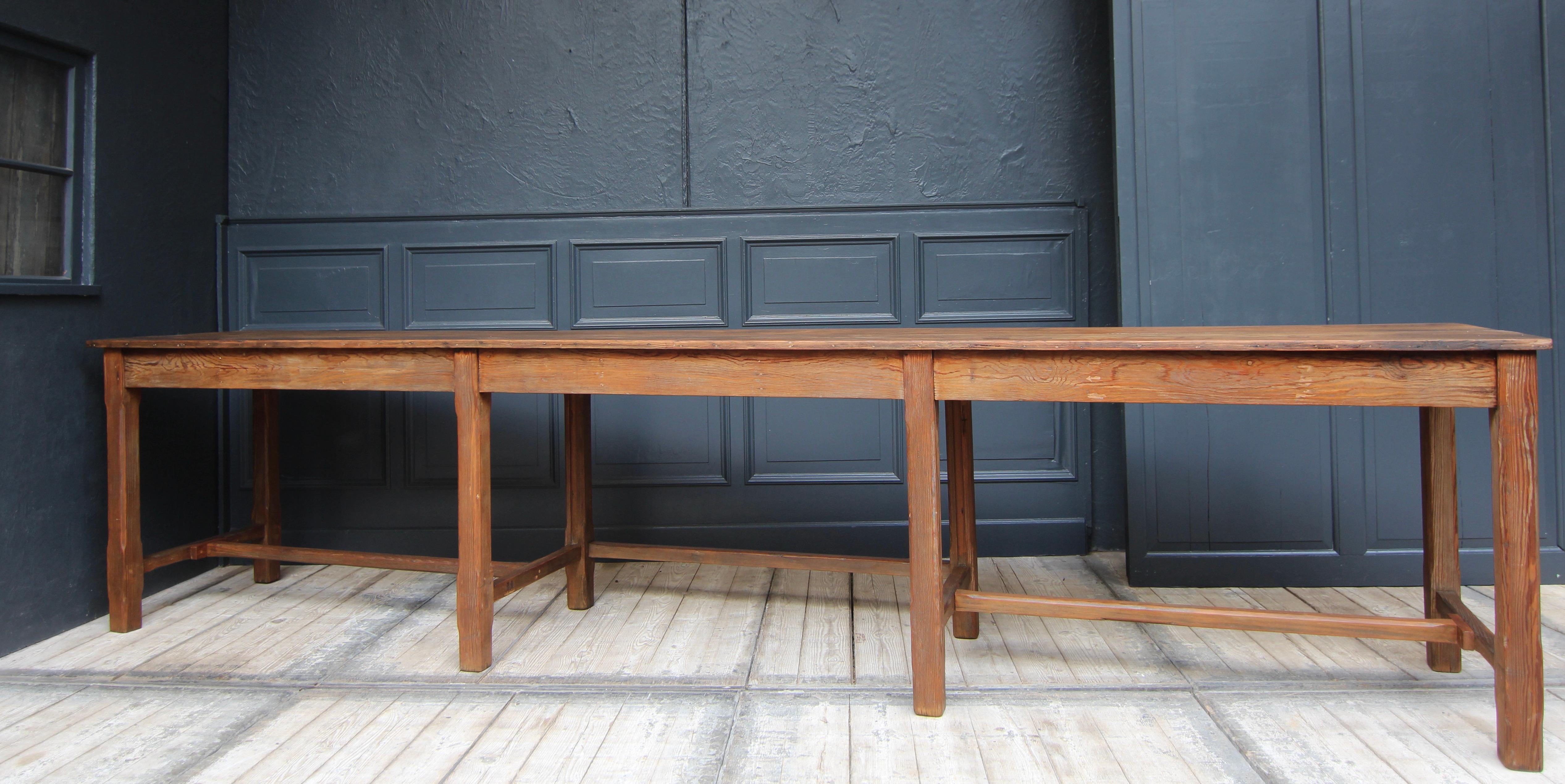 Large Early 20th Century Pine Work Table or Prep Table 14