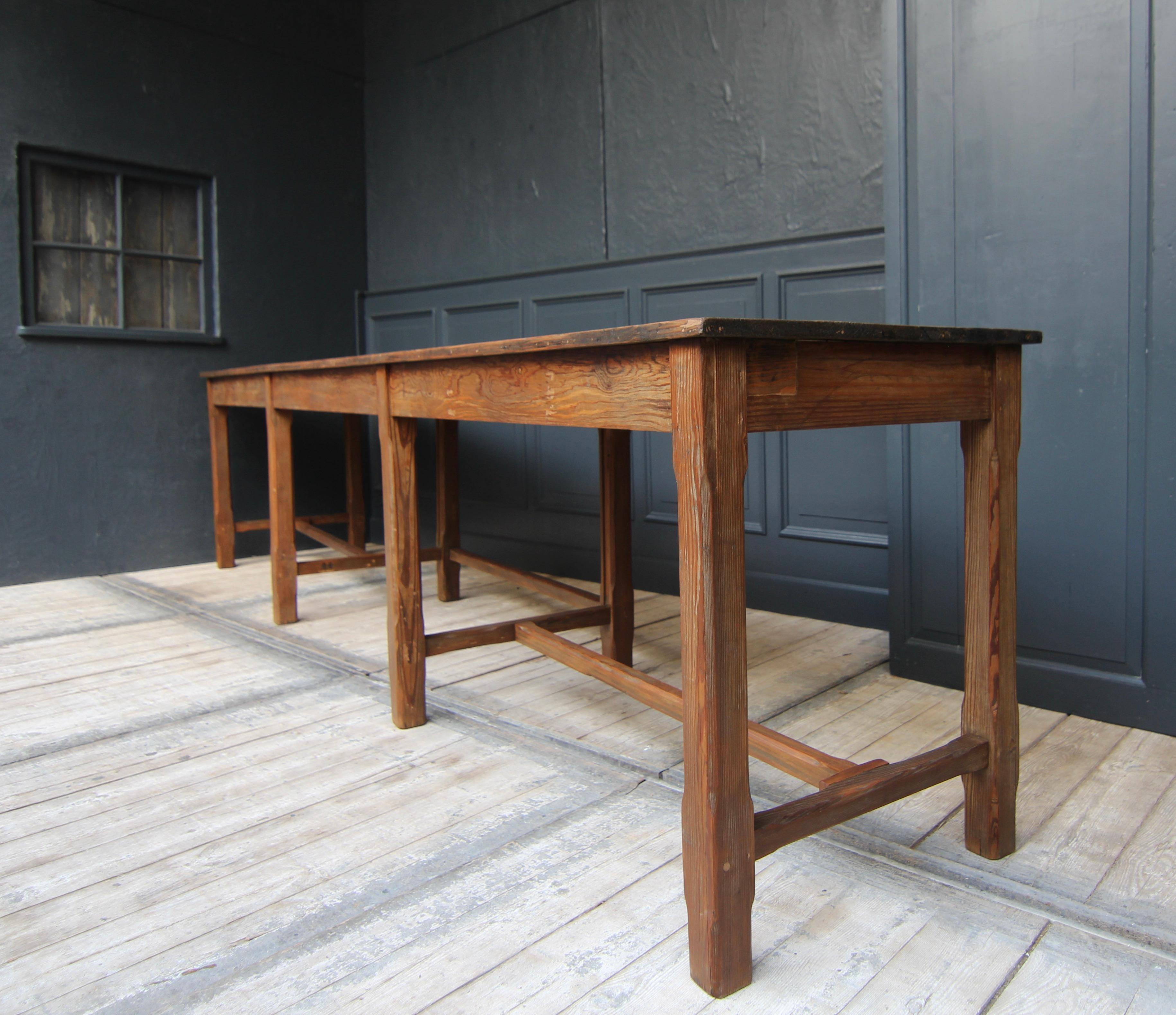 Large Early 20th Century Pine Work Table or Prep Table 15
