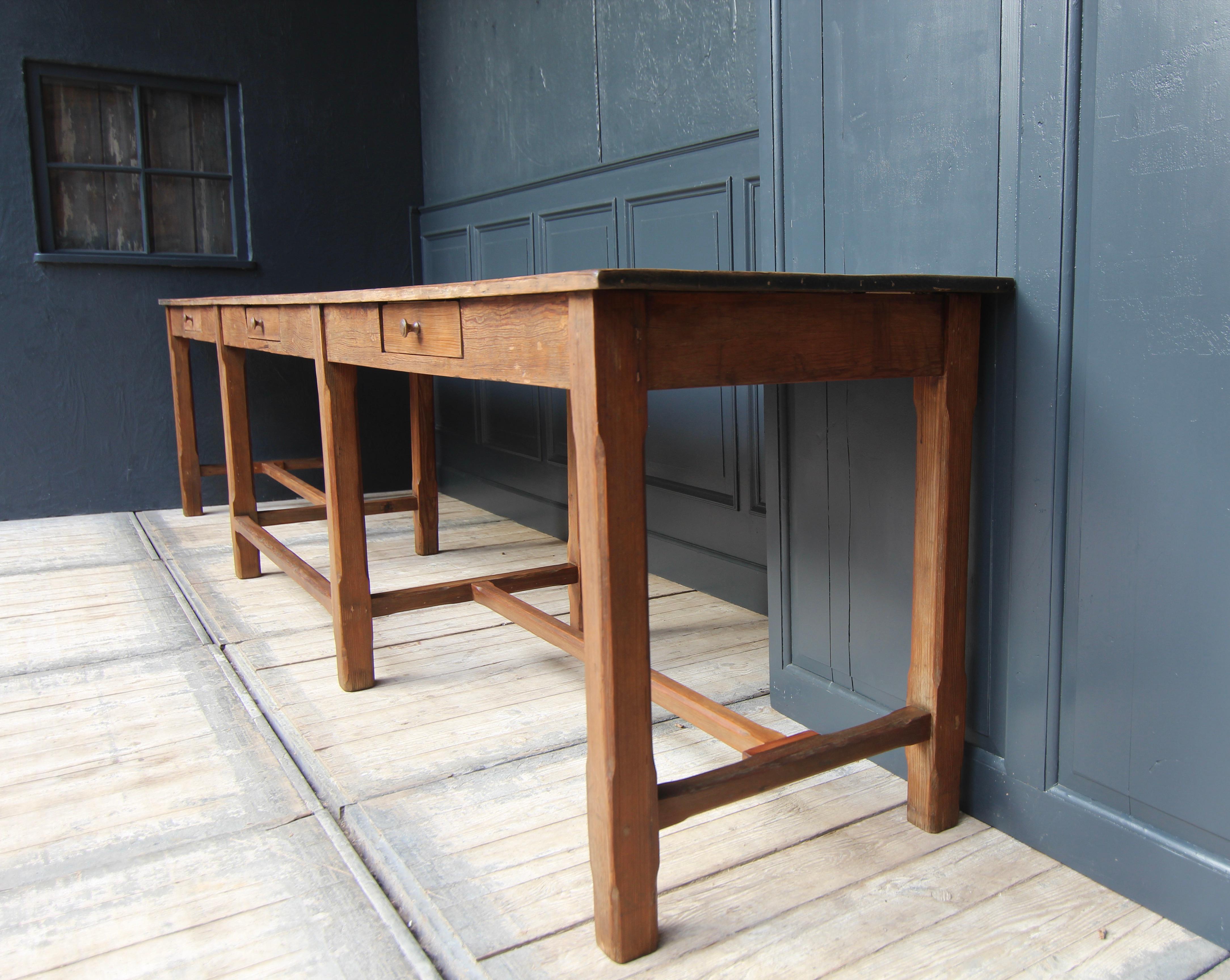 Large Early 20th Century Pine Work Table or Prep Table 3