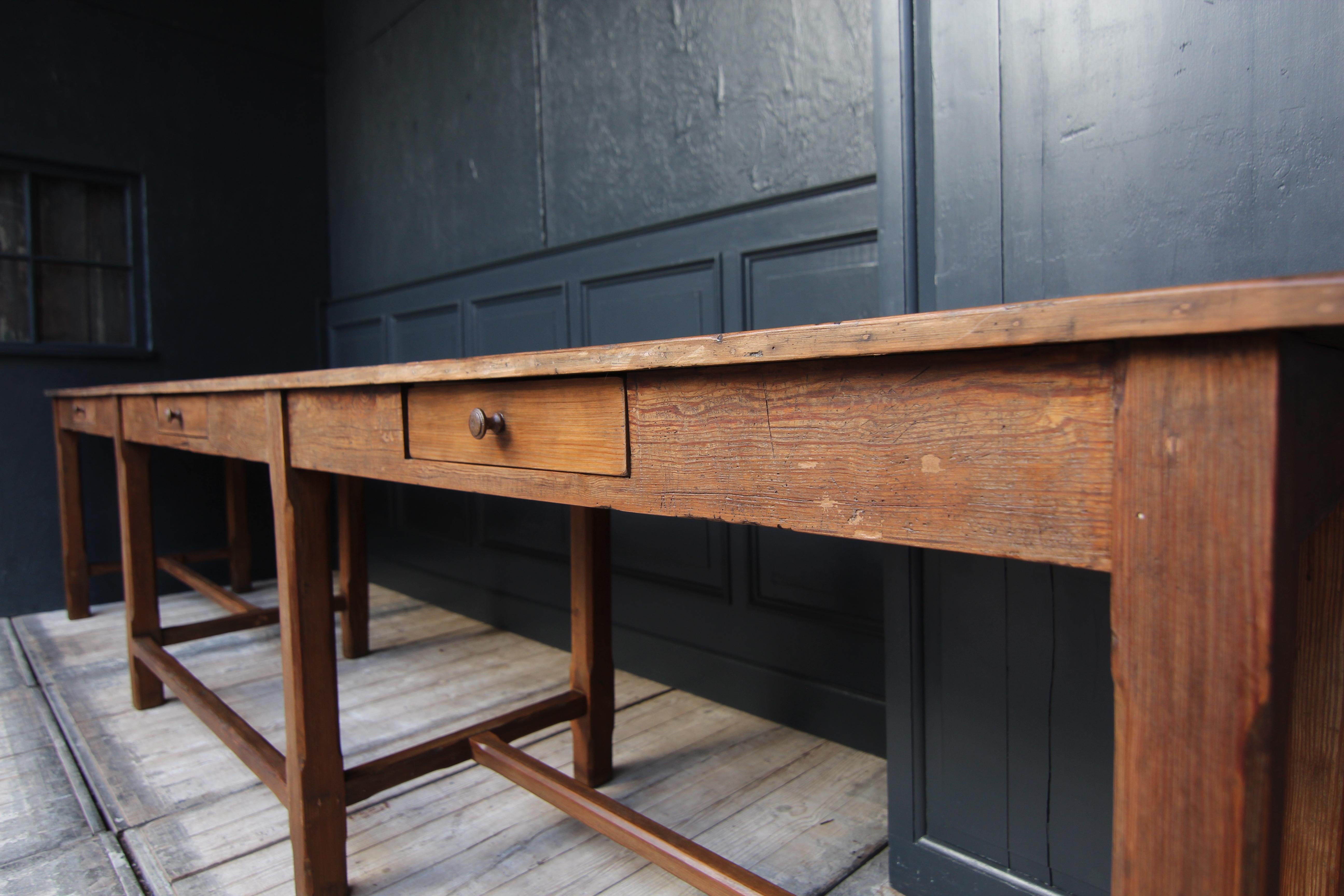 Large Early 20th Century Pine Work Table or Prep Table 4