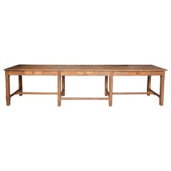 Large Early 20th Century Pine Work Table or Prep Table