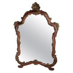 Large Early 20th Century Red Chinoiserie Venetian Mirror