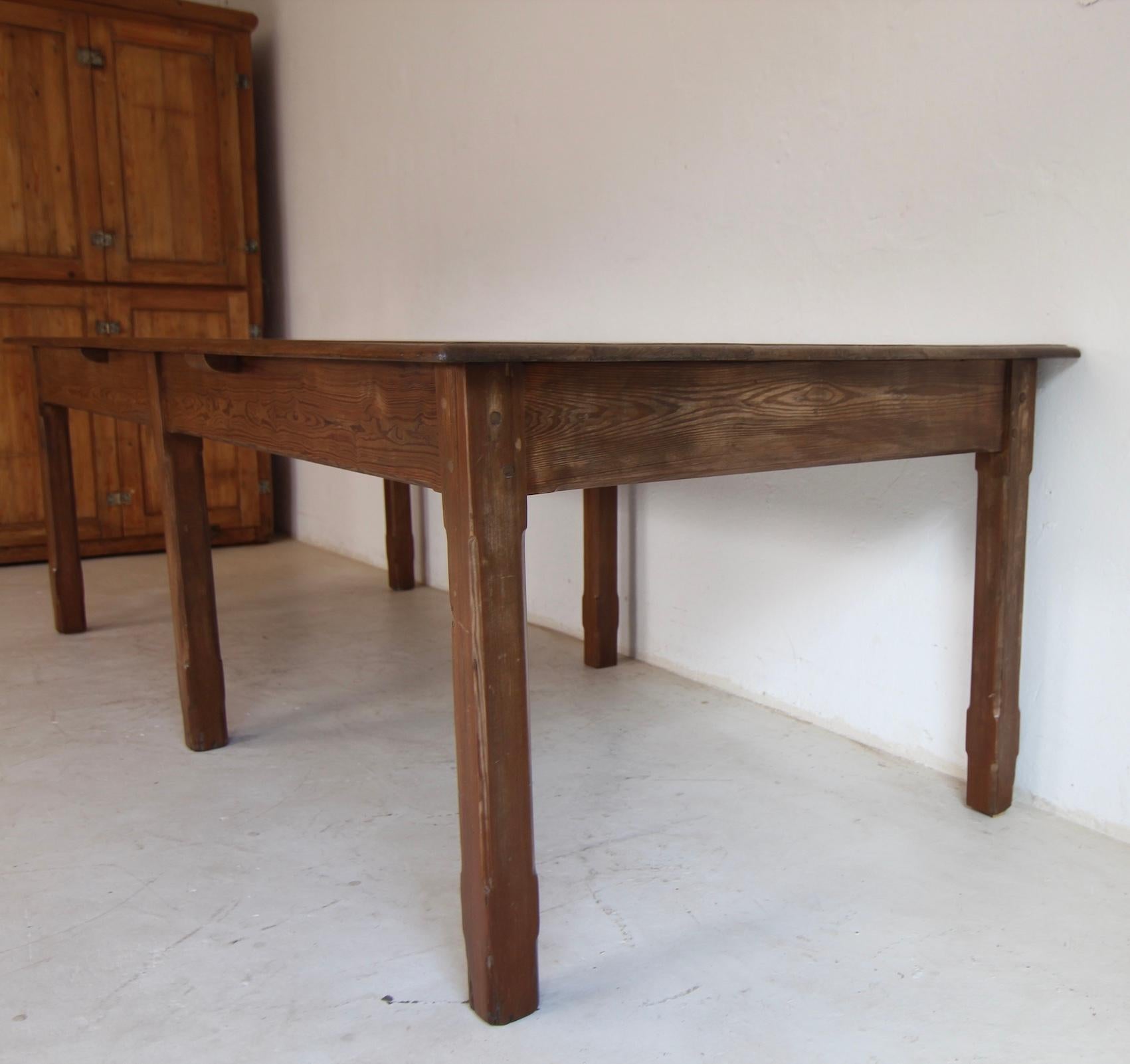 Pine Large Early 20th Century Shop or Dining Table For Sale