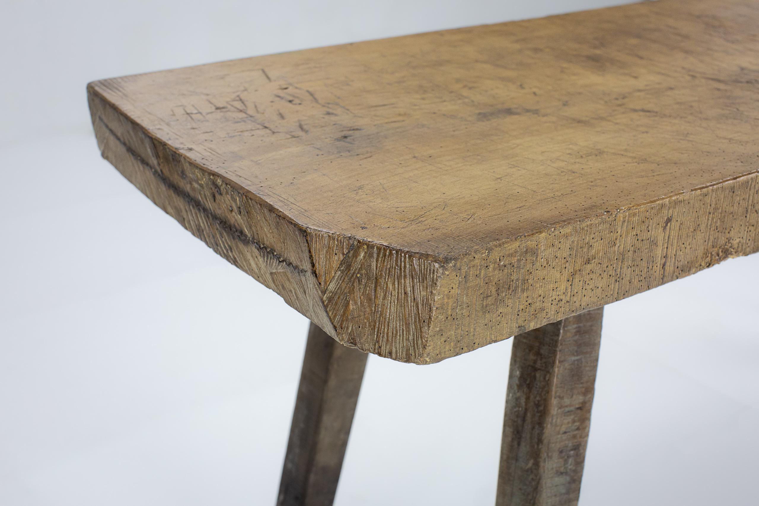Large Early 20th Century Single Plank Slab Table In Distressed Condition For Sale In Pease pottage, West Sussex