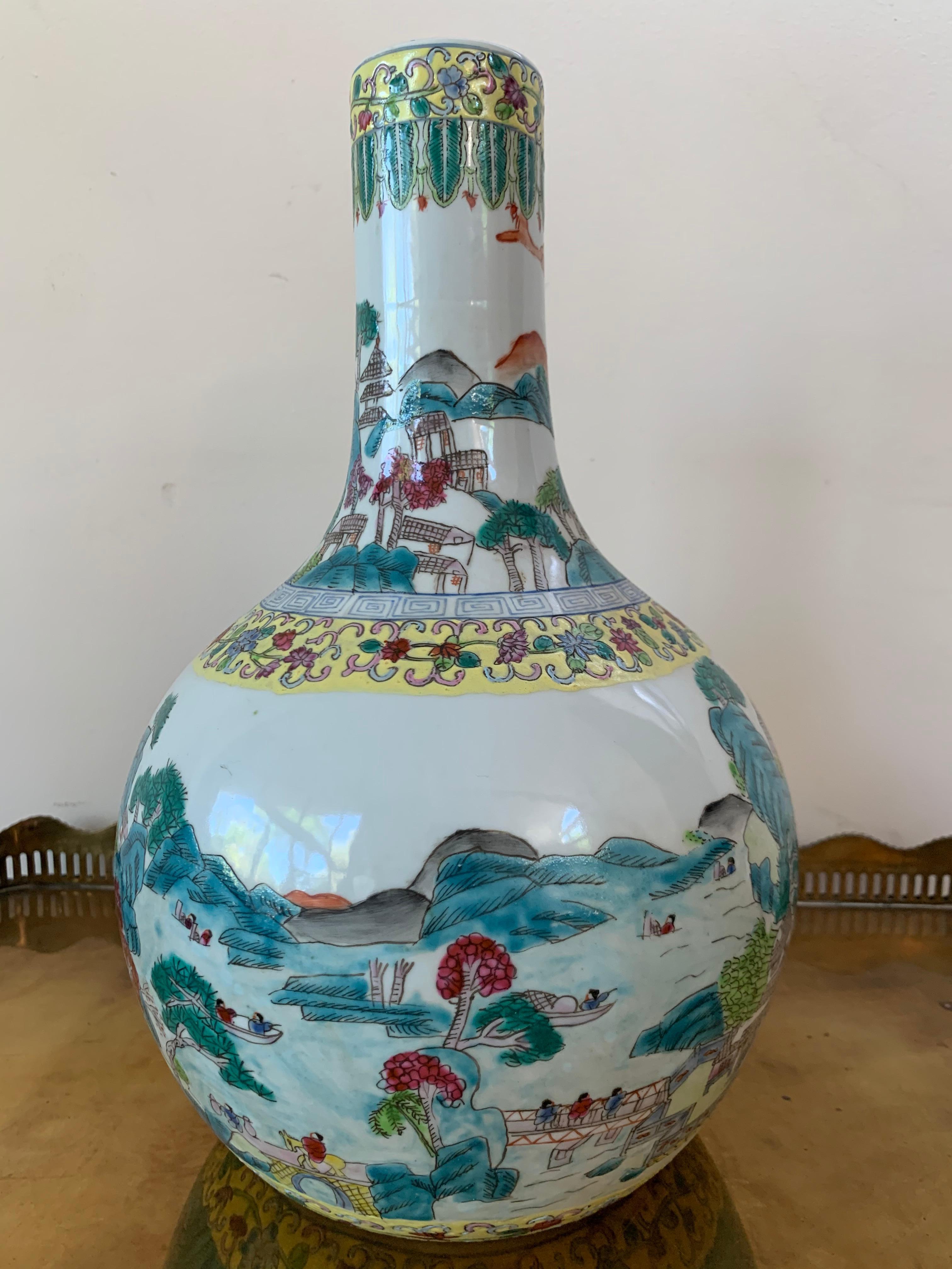 Große Tianqiuping- oder Globus-Cloisonné-Vase aus dem frühen 20. Jahrhundert im Zustand „Gut“ im Angebot in Miami, FL