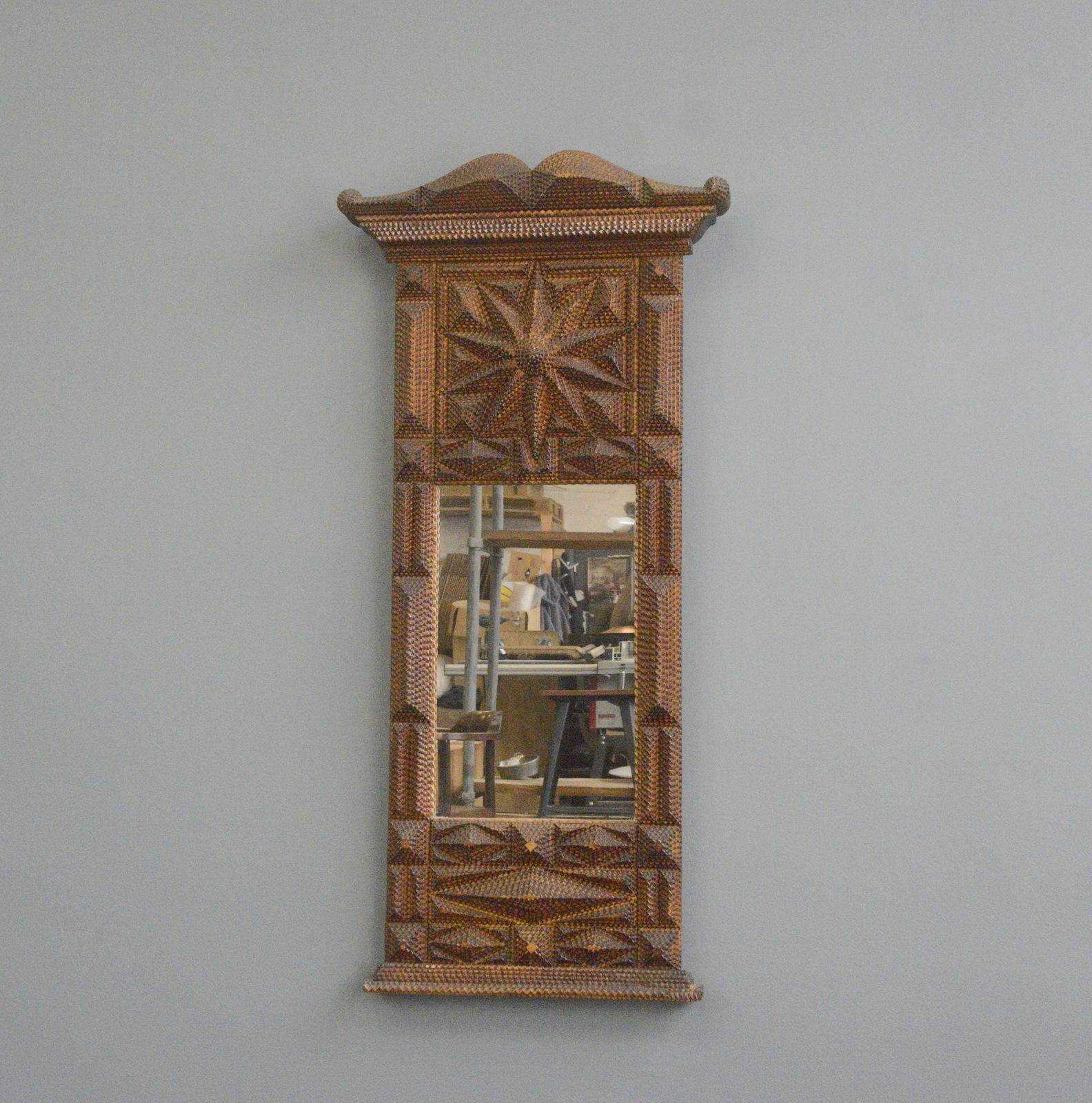 Large Early 20th Century Tramp Art Mirror In Good Condition In Gloucester, GB