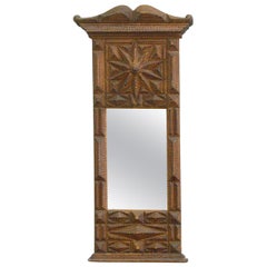 Grand miroir d'art Tramp du début du XXe siècle