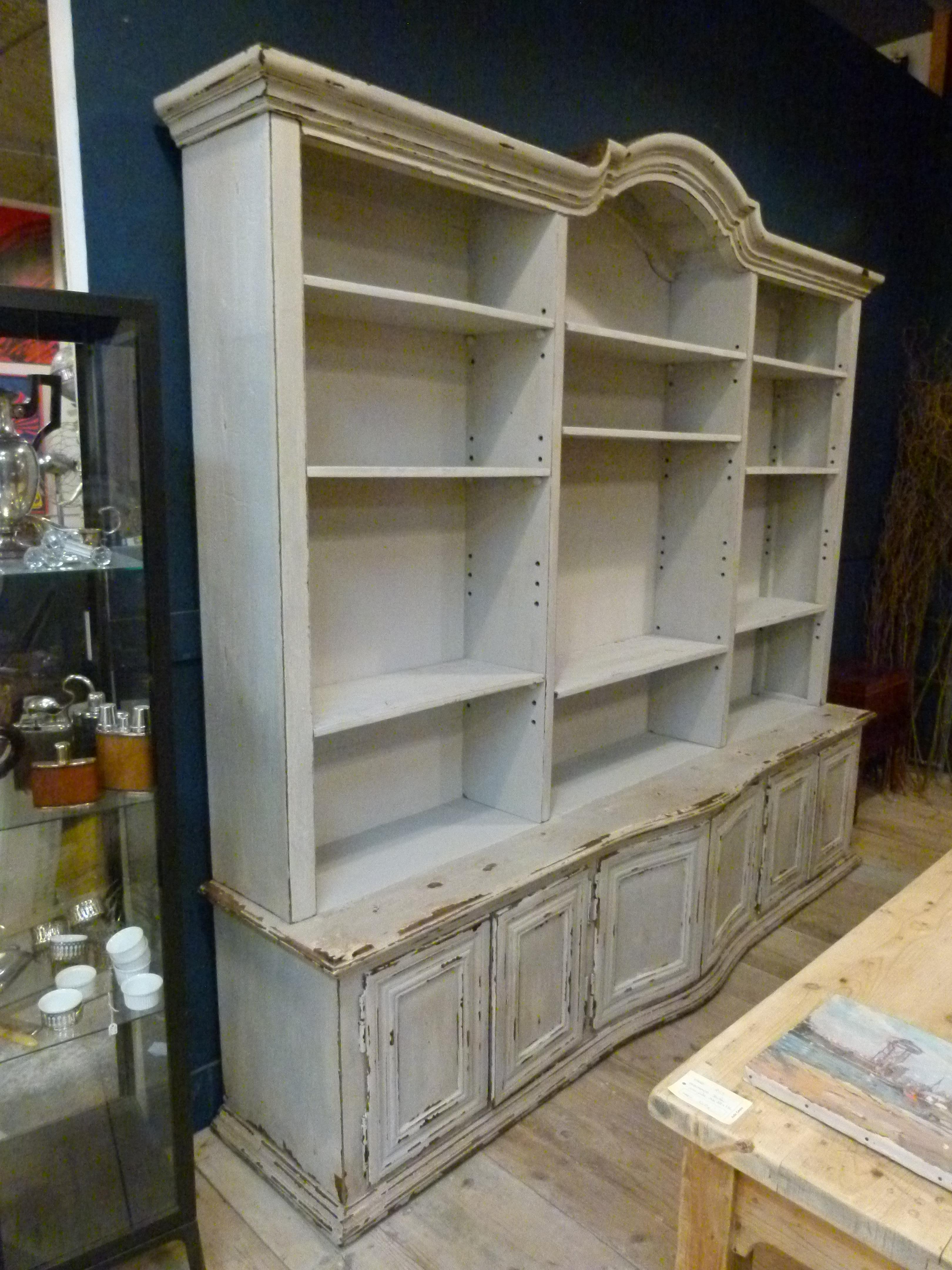 Other Large Early 20th Century Walnut Bookshelf with Grey Patina