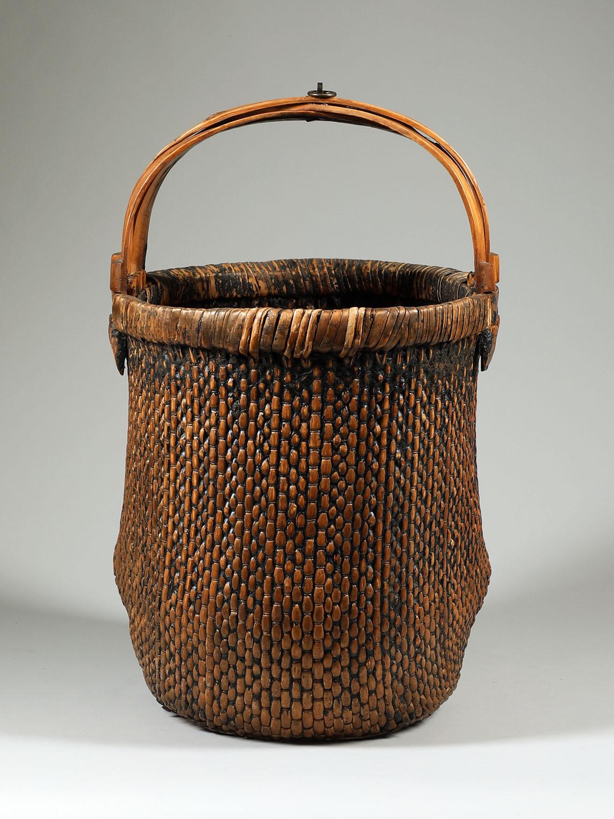 Tribal Large Early 20th Century Willow Grain Basket, China For Sale