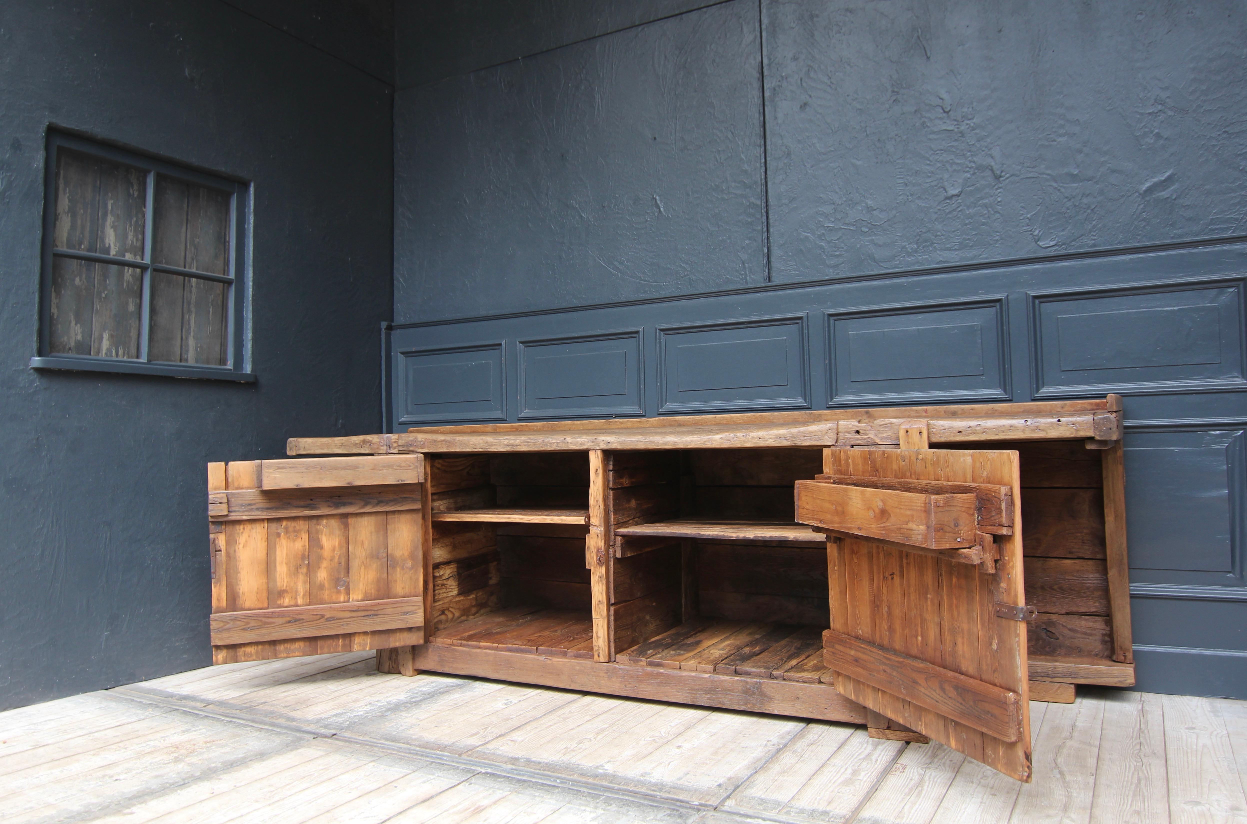 Large Early 20th Century Workbench Kitchen Island For Sale 11