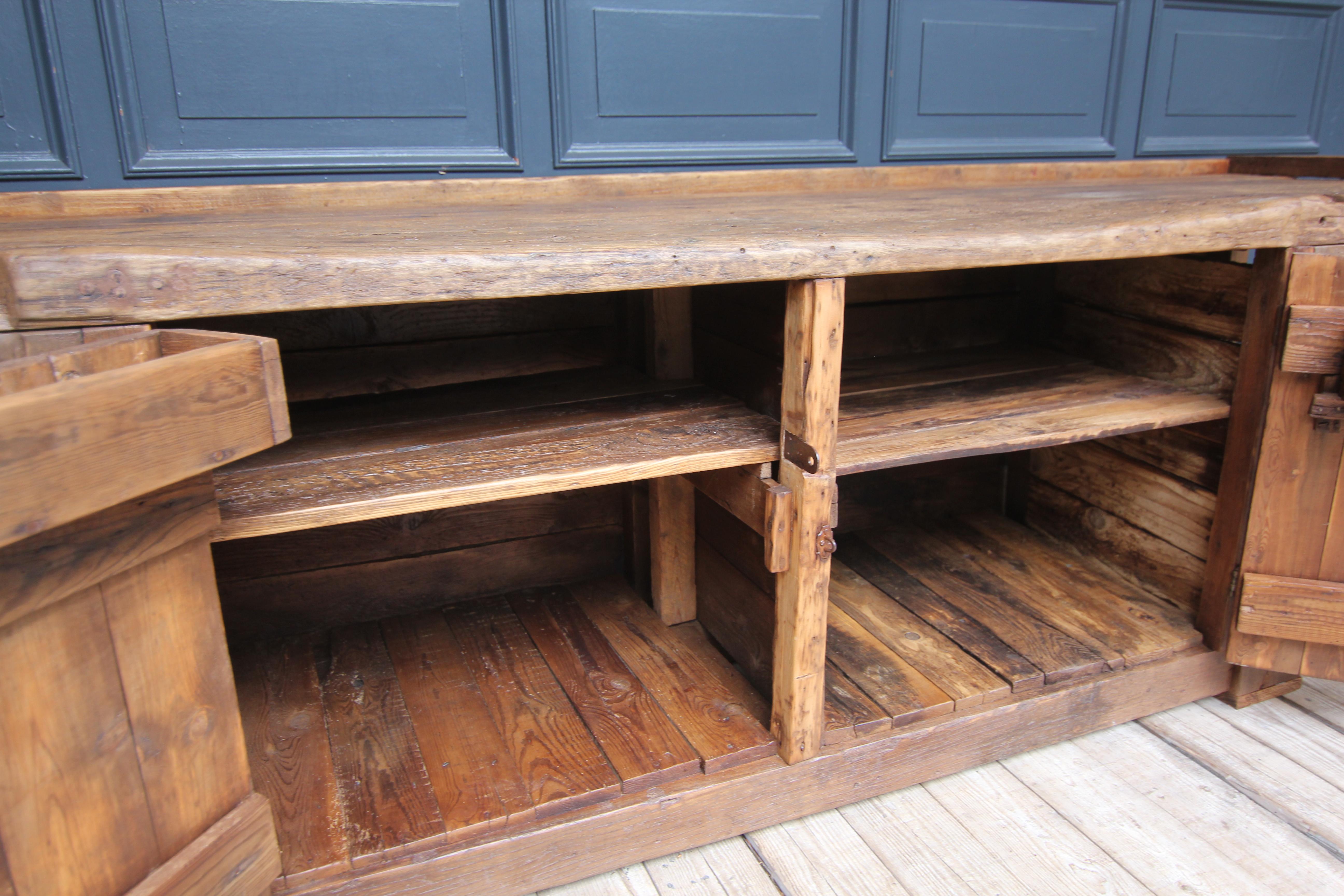 Large Early 20th Century Workbench Kitchen Island For Sale 12