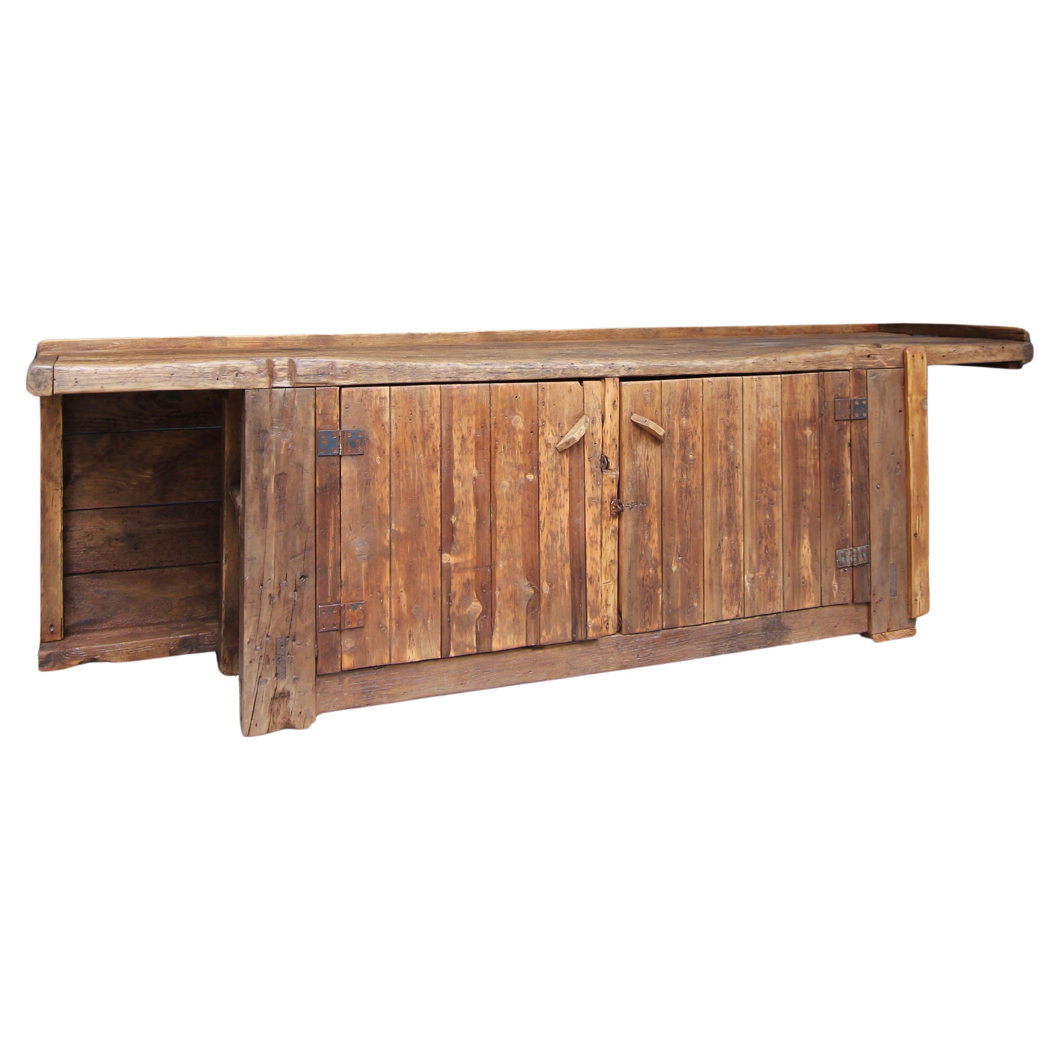 Large Early 20th Century Workbench Kitchen Island For Sale
