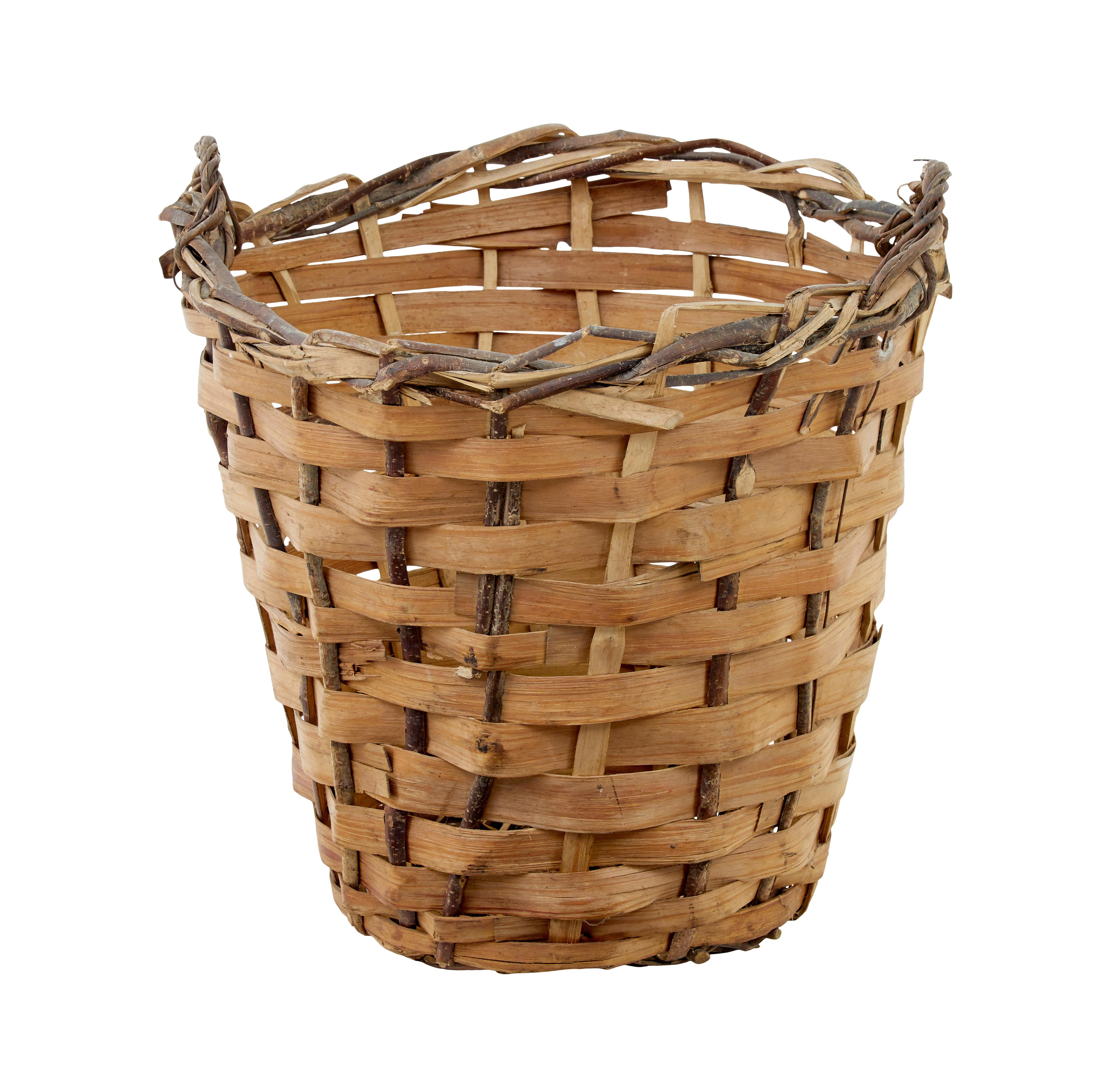 Swedish Large early 20th century woven basket For Sale
