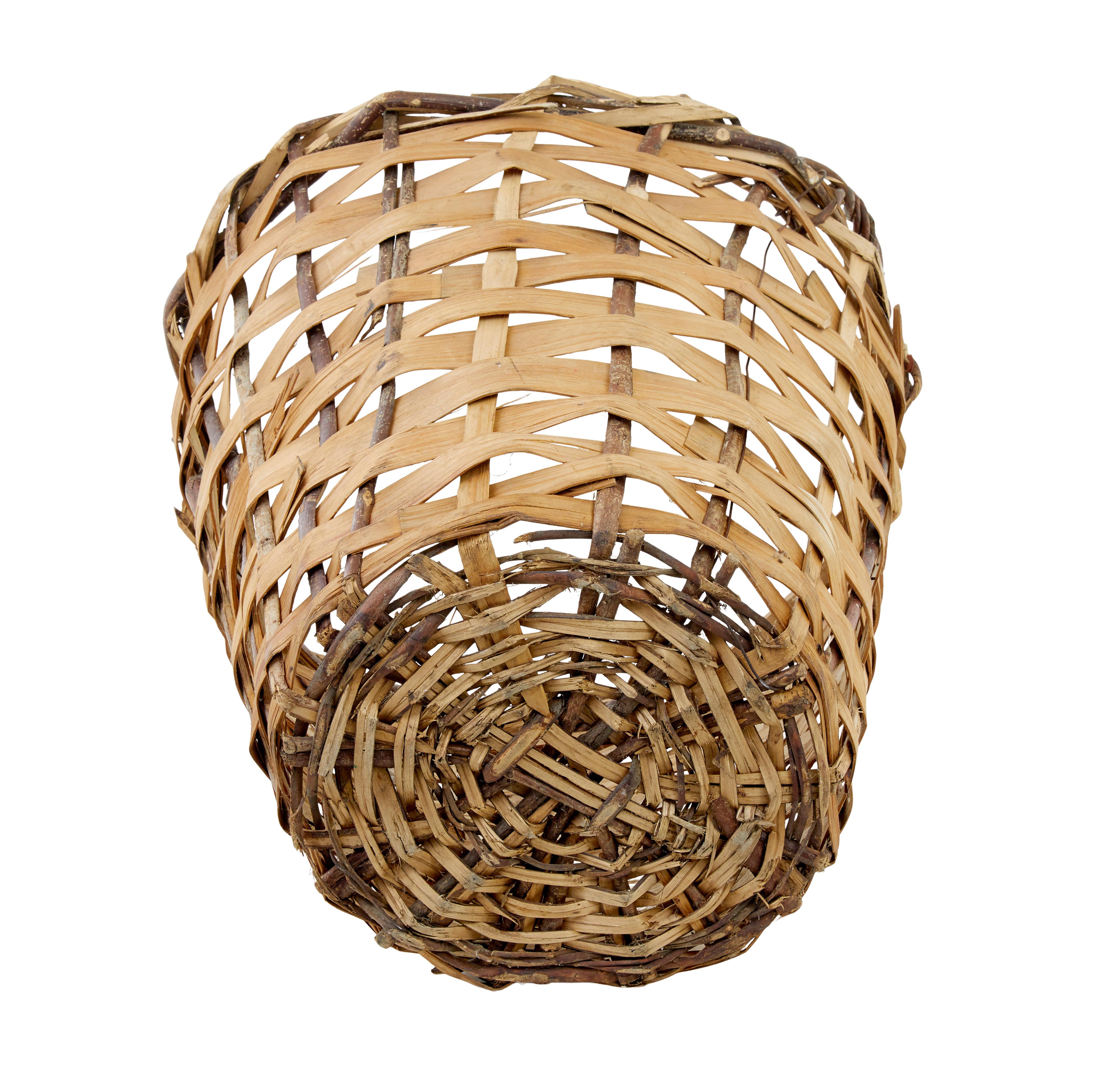 Hand-Woven Large early 20th century woven basket For Sale