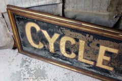 Large Reverse Glass Painted Cycle Maker Advertising Sign, circa 1930-1935