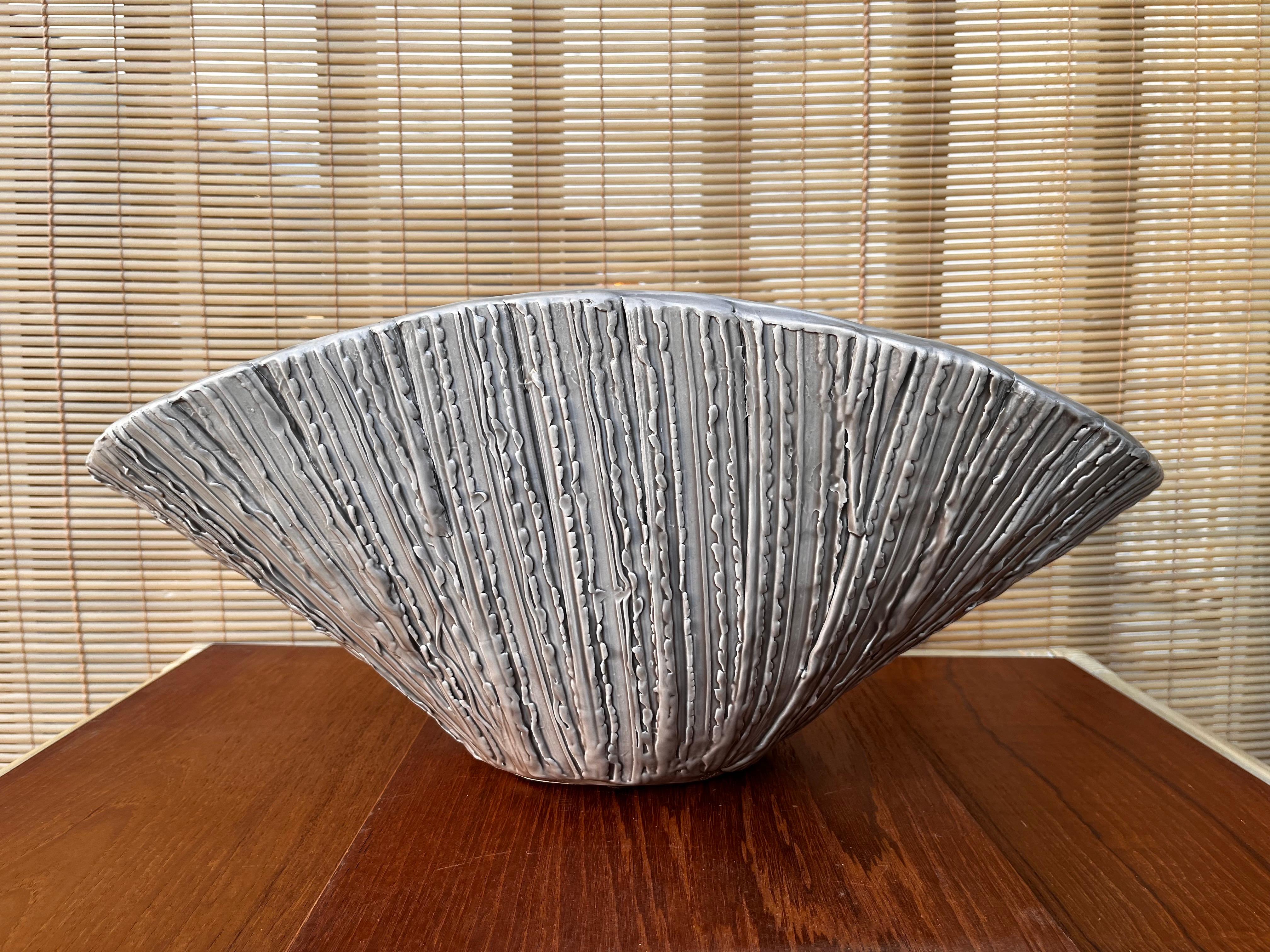 Modern Large Early 21st Century Textured Ceramic Bowl / Centerpiece by Abigails, Italy For Sale